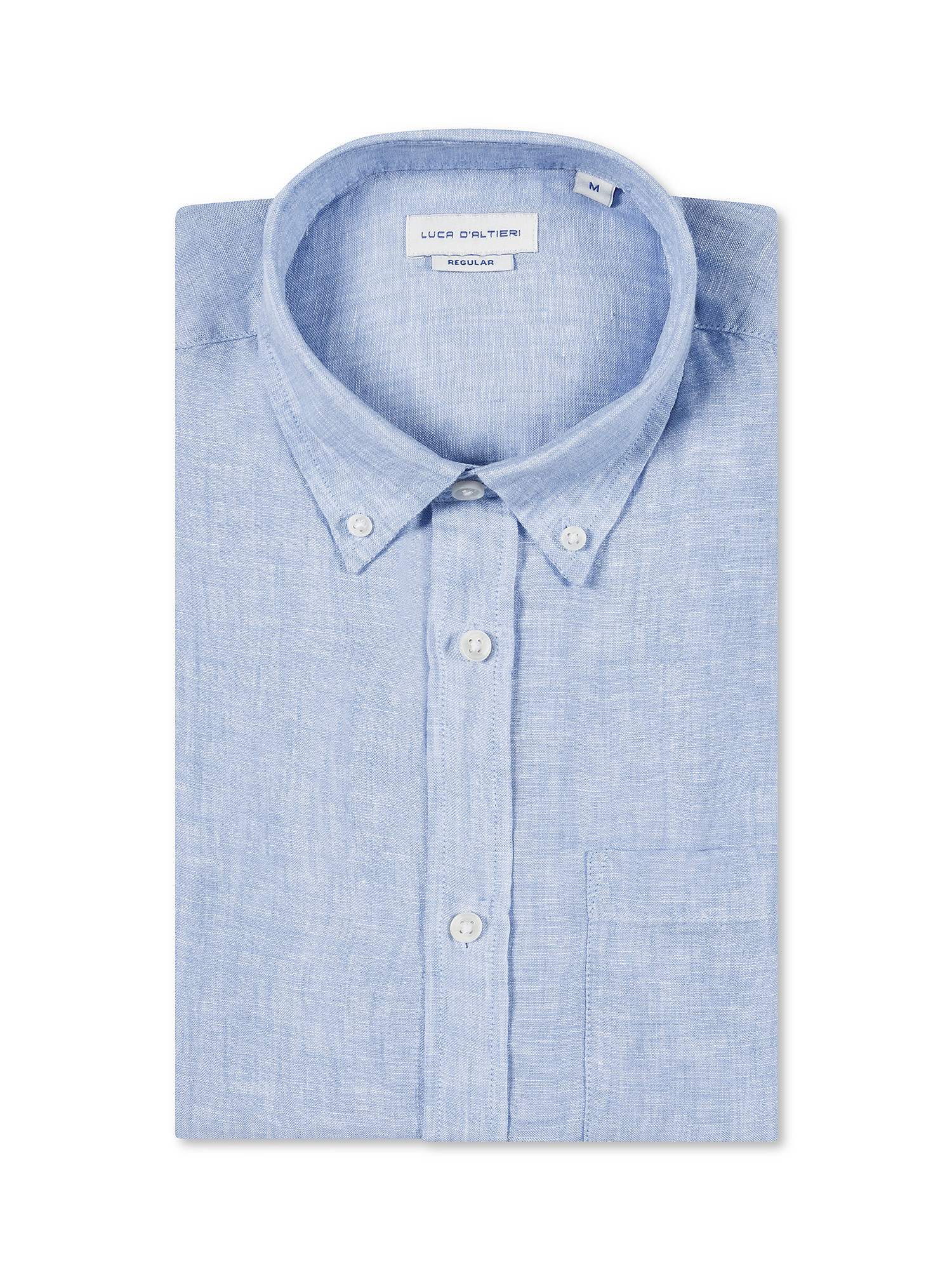 Luca D'Altieri - Camicia regular fit in puro lino, Azzurro, large image number 2