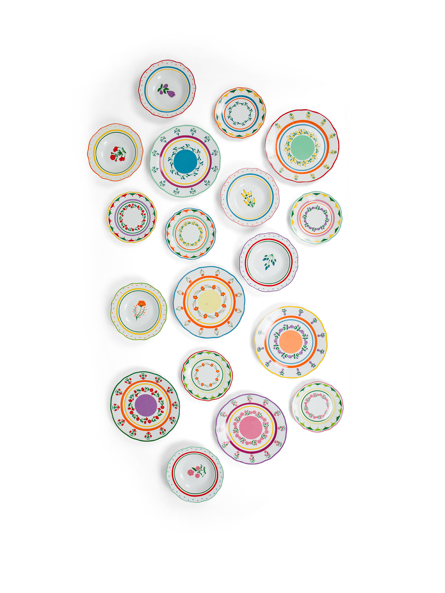 Set of 18 patterned plates, Multicolor, large image number 1