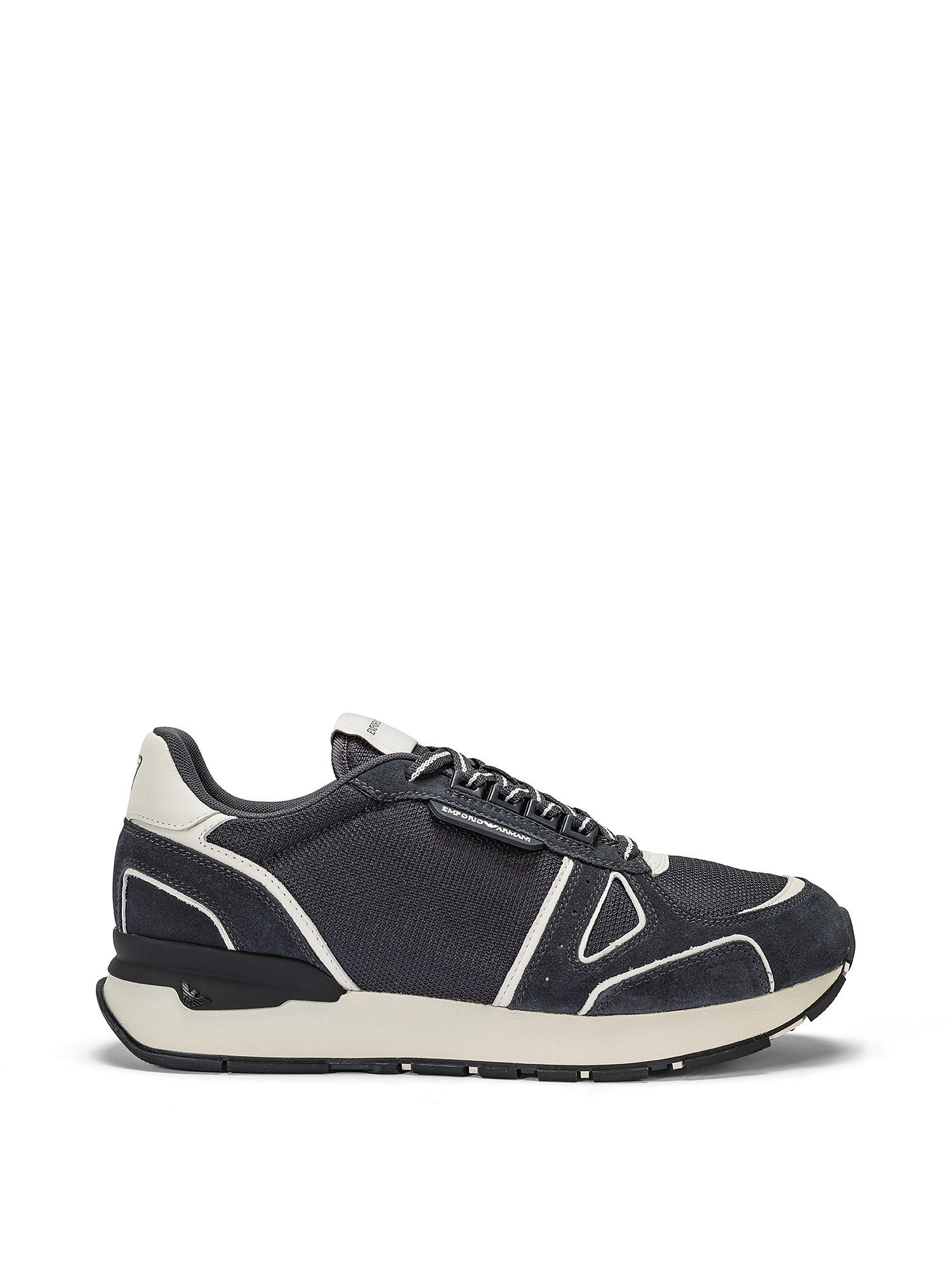 Emporio Armani - Sneakers con inserti scamosciati, Blu scuro, large image number 0