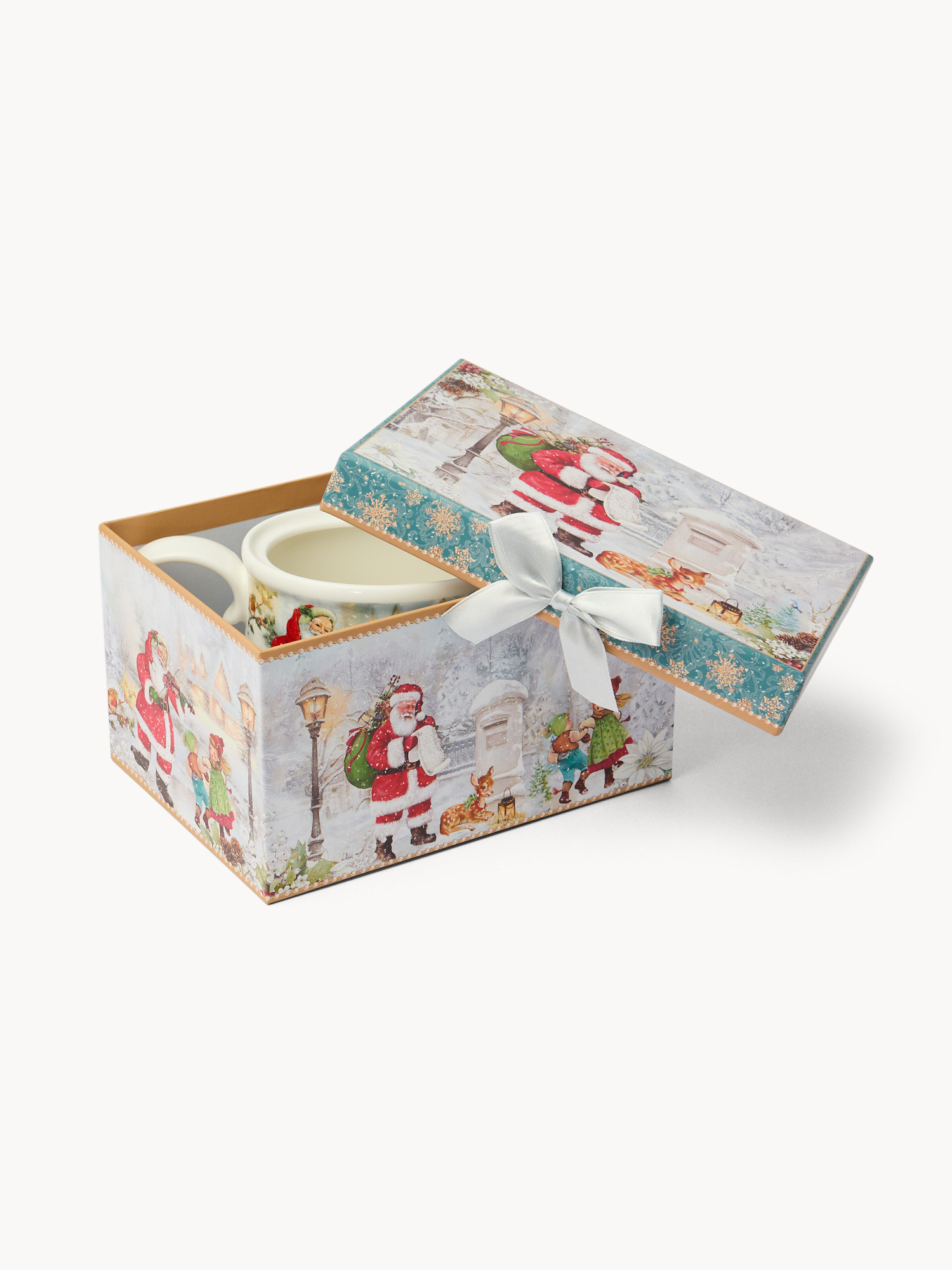 Vintage New Bone China Teapot with Santa Claus, White, large image number 1