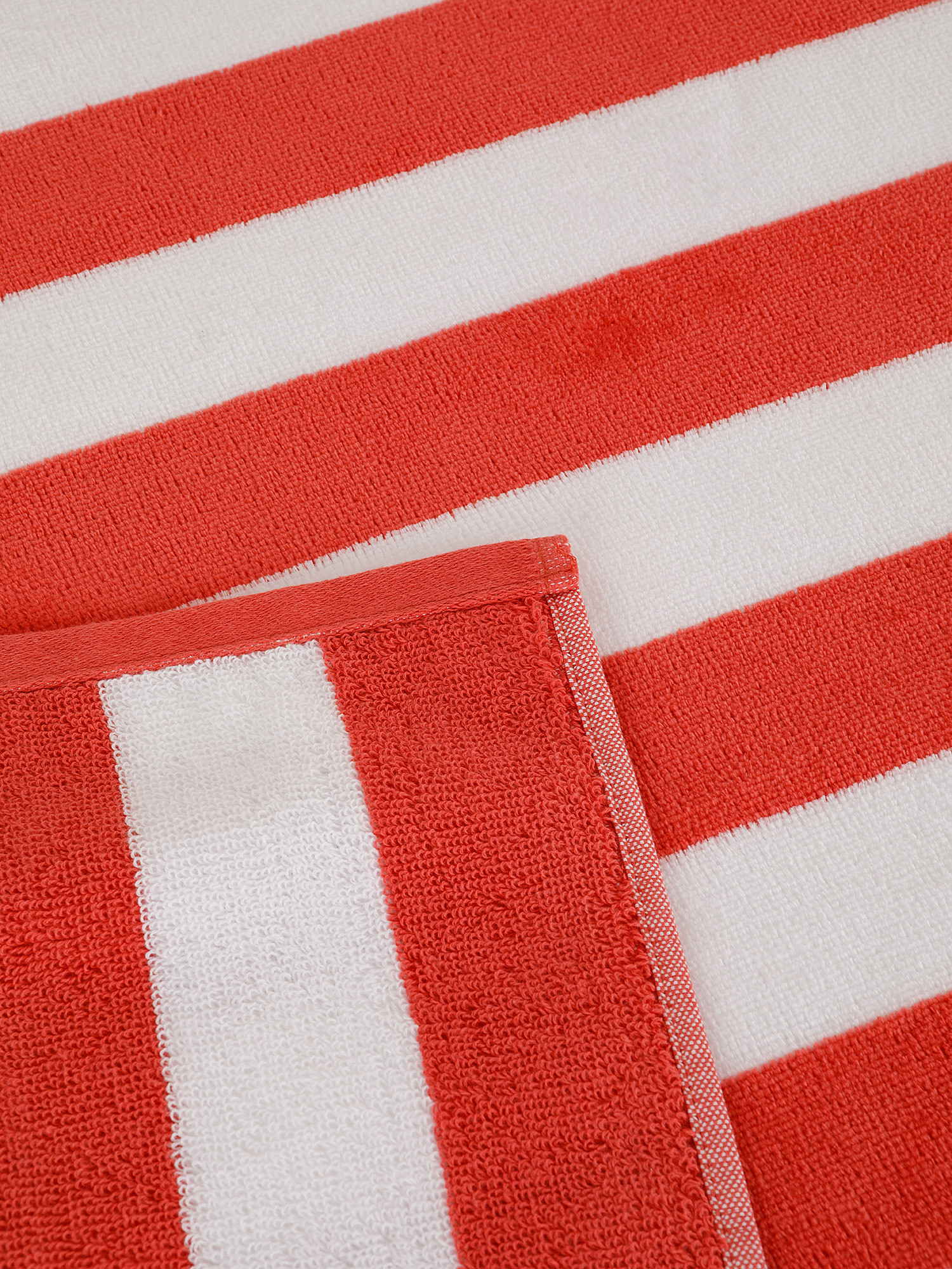 Cotton velor beach towel with striped pattern, Red, large image number 1