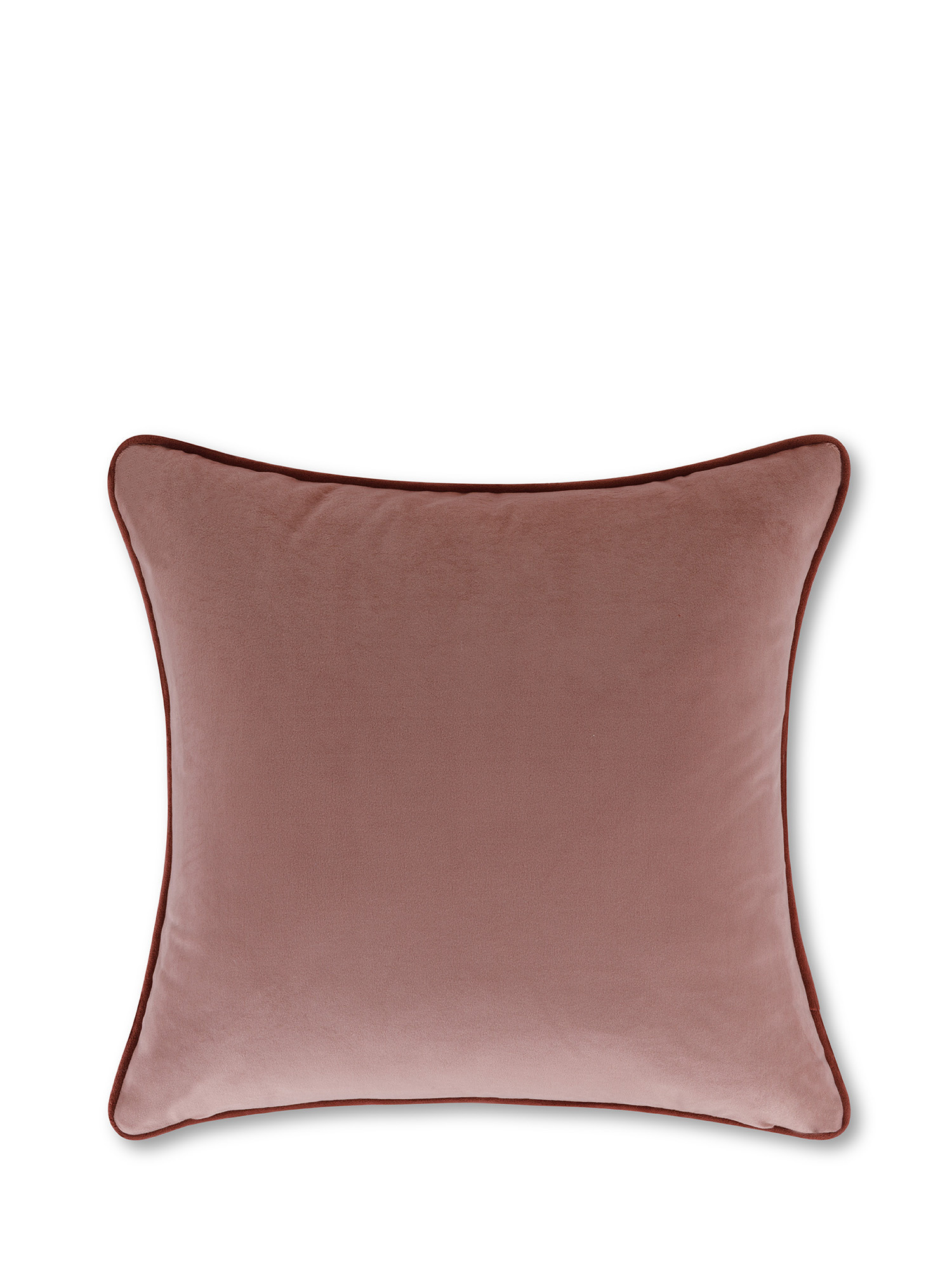 Cuscino in velluto con piping applicato sul bordo 45x45 cm, Rosa, large image number 0