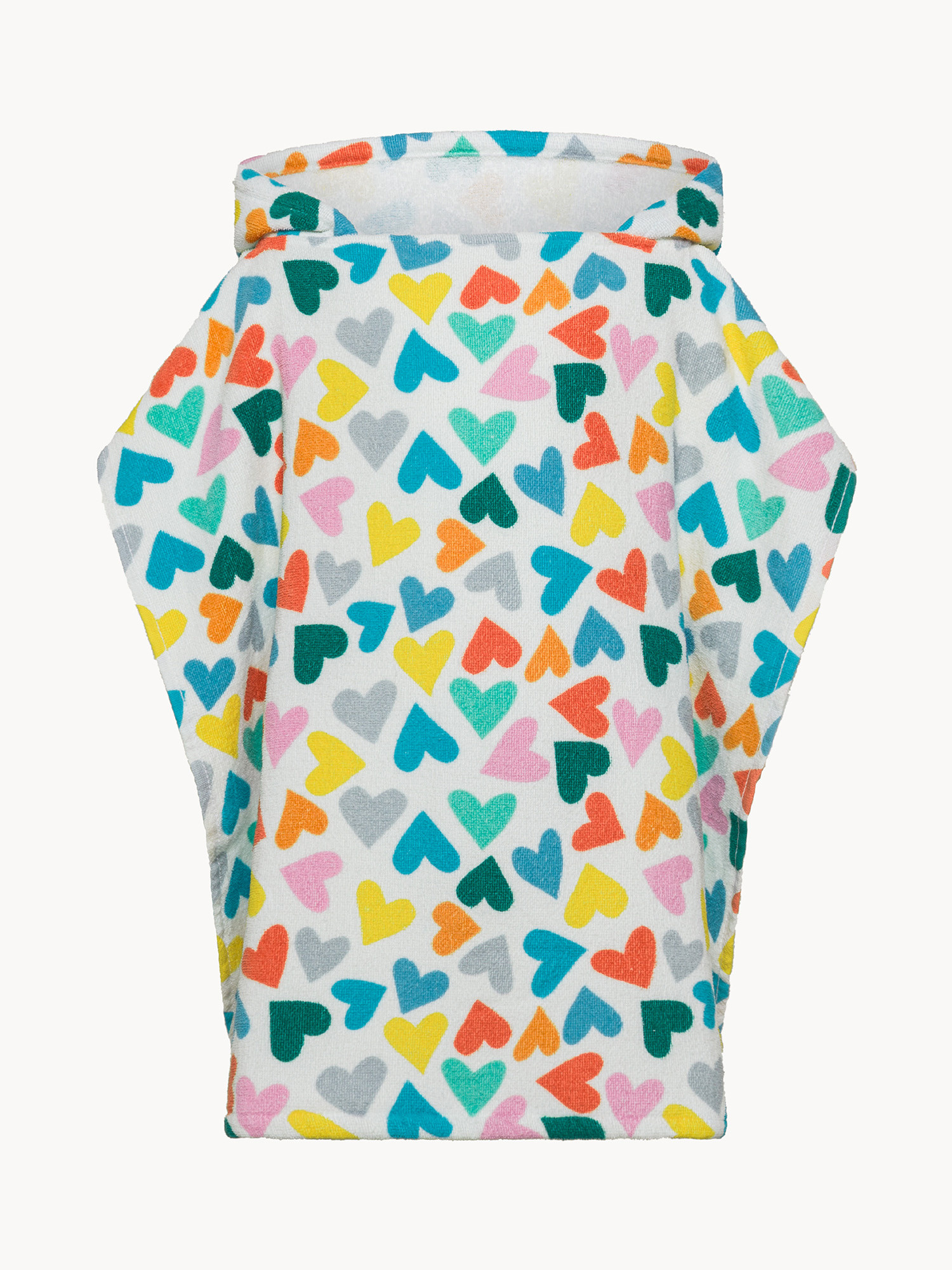 Baby poncho in pure cotton with heart print, White, large image number 0