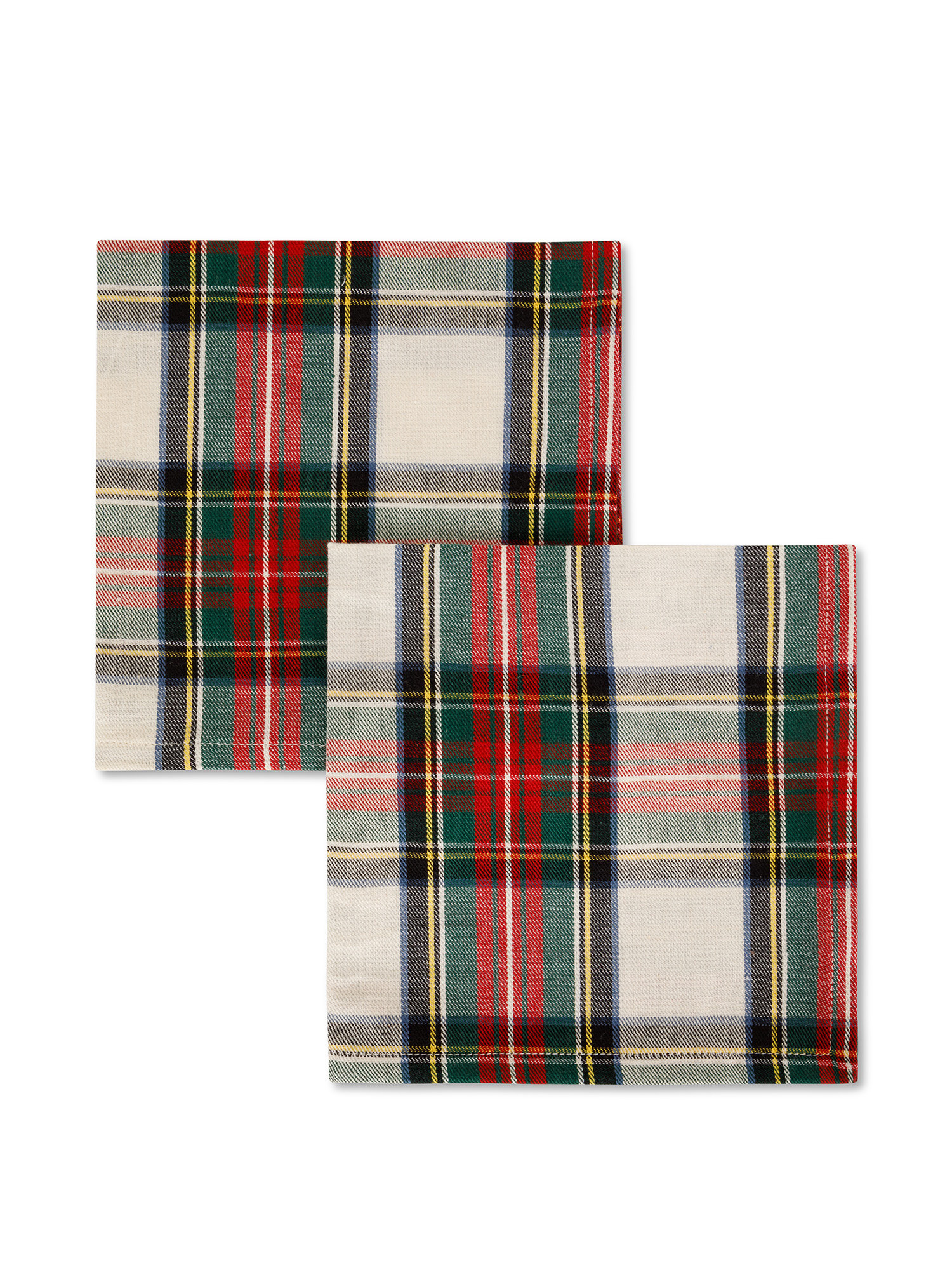 Set of 2 tartan cotton twill napkins, White, large image number 0