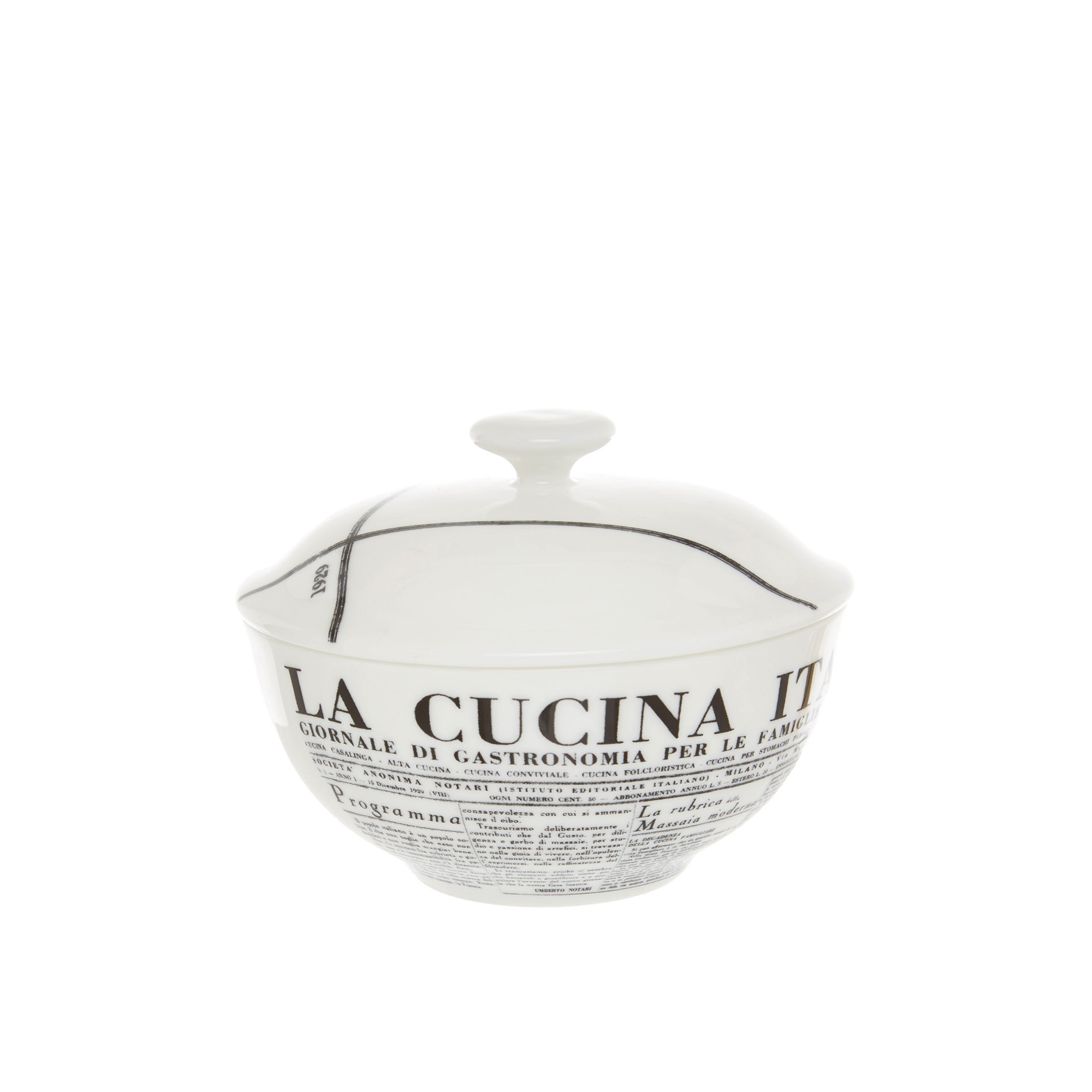 Zuccheriera fine bone china decoro geometric La Cucina Italiana, Bianco, large image number 0