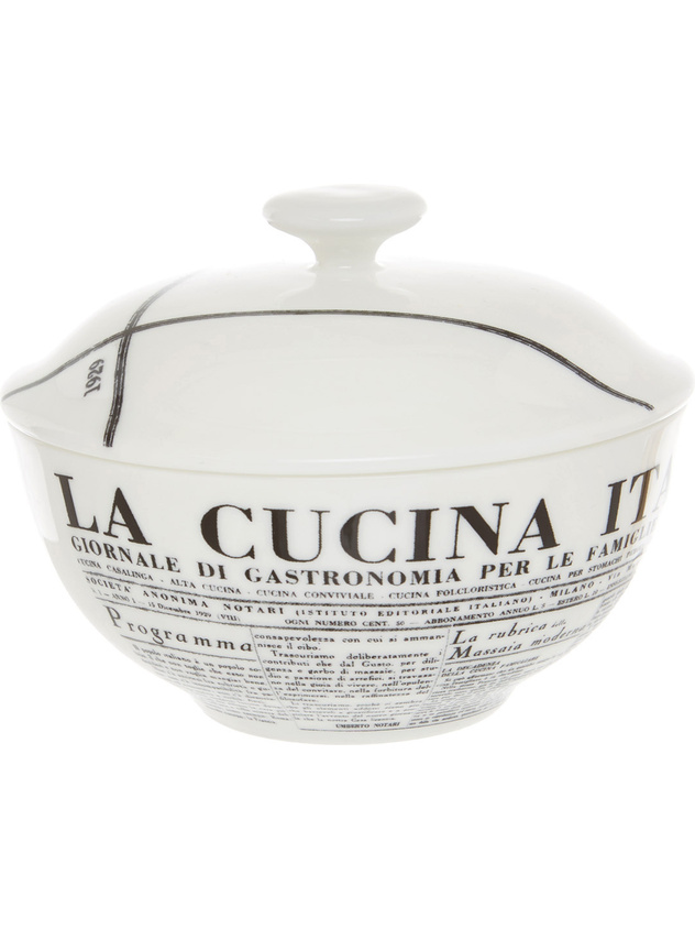 Fine bone china sugar bowl with geometric La Cucina Italiana decoration
