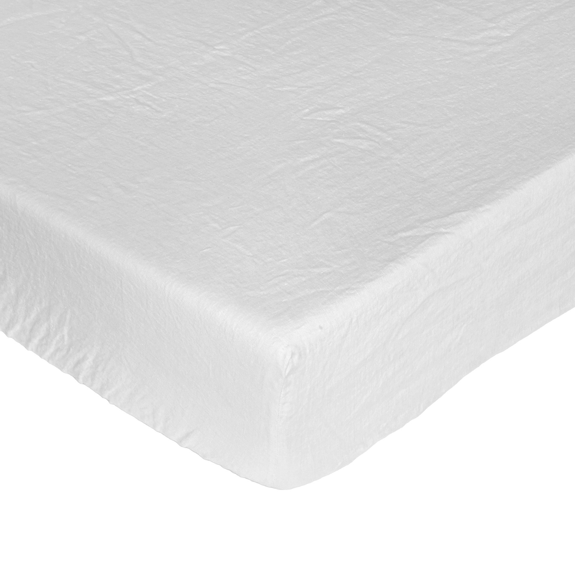 Plain fitted sheet in 145 g linen, White, large image number 0