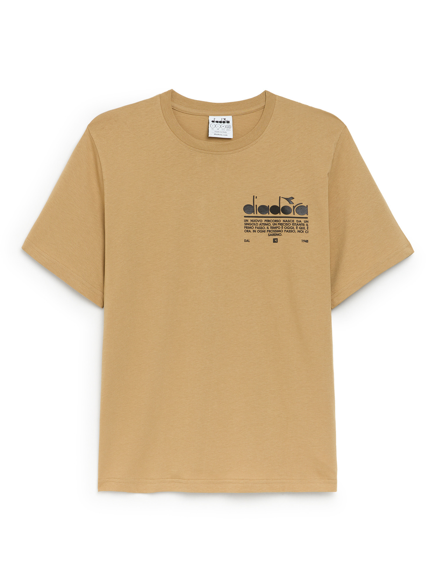 Diadora - T-shirt girocollo Manifesto in cotone, Beige, large image number 0