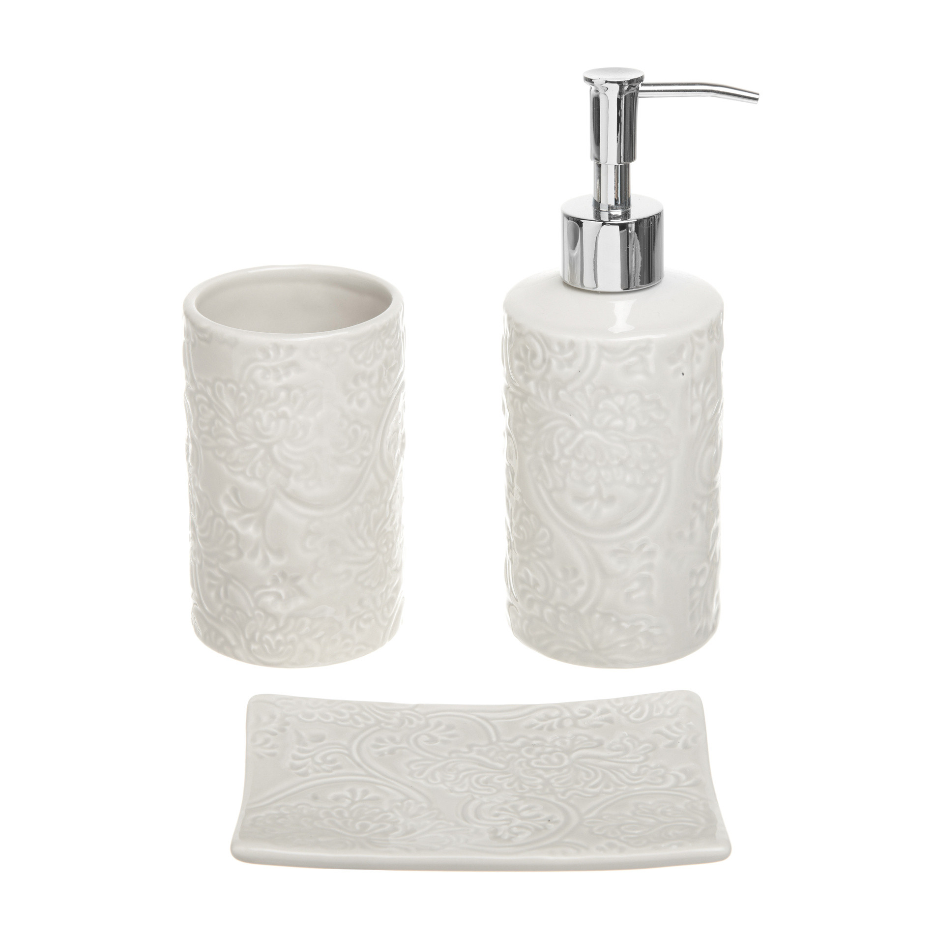 Rose ceramic soap dish, White Ivory, large image number 1