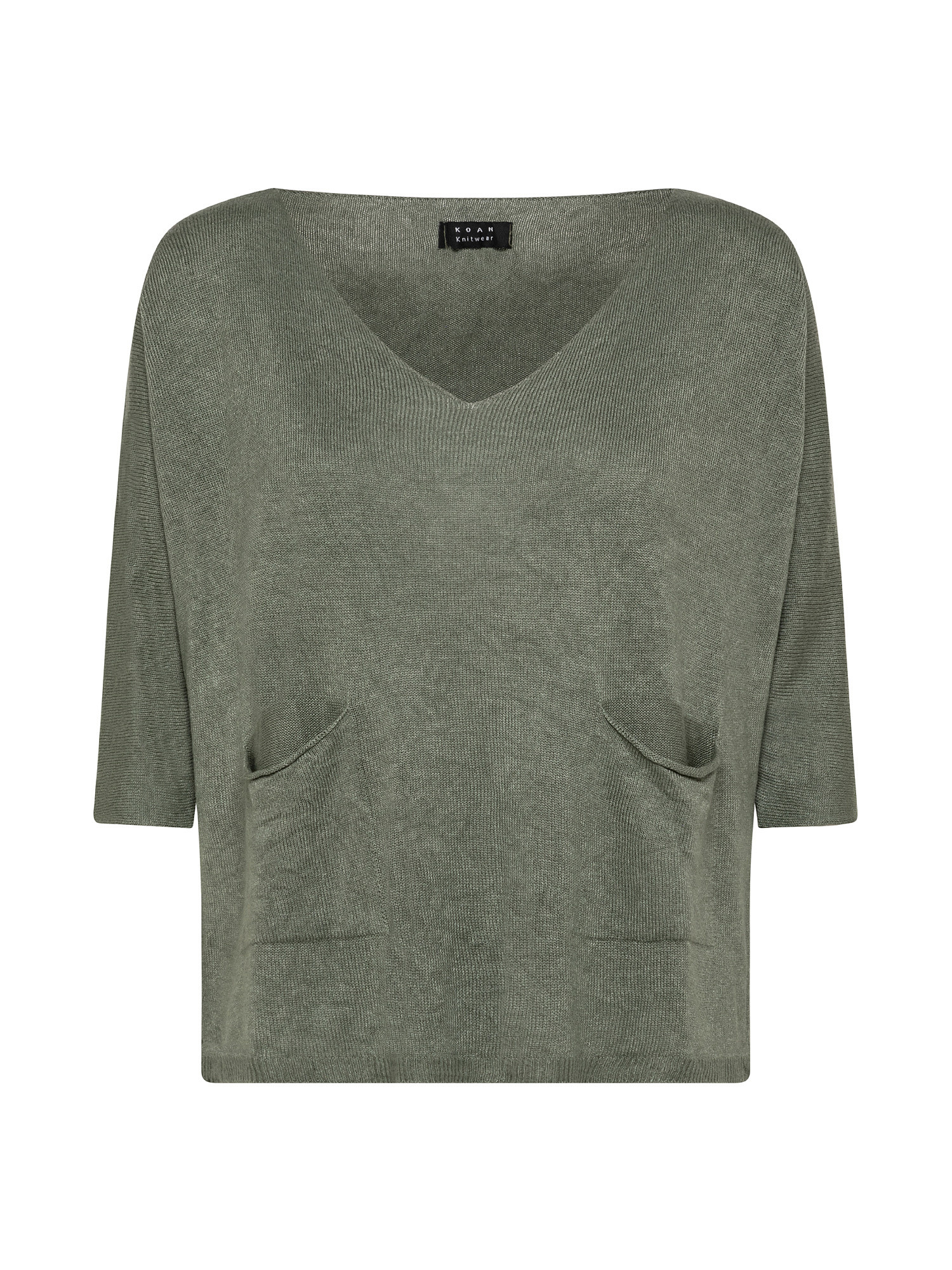 Oversized sweater with neckline, Green, large image number 0