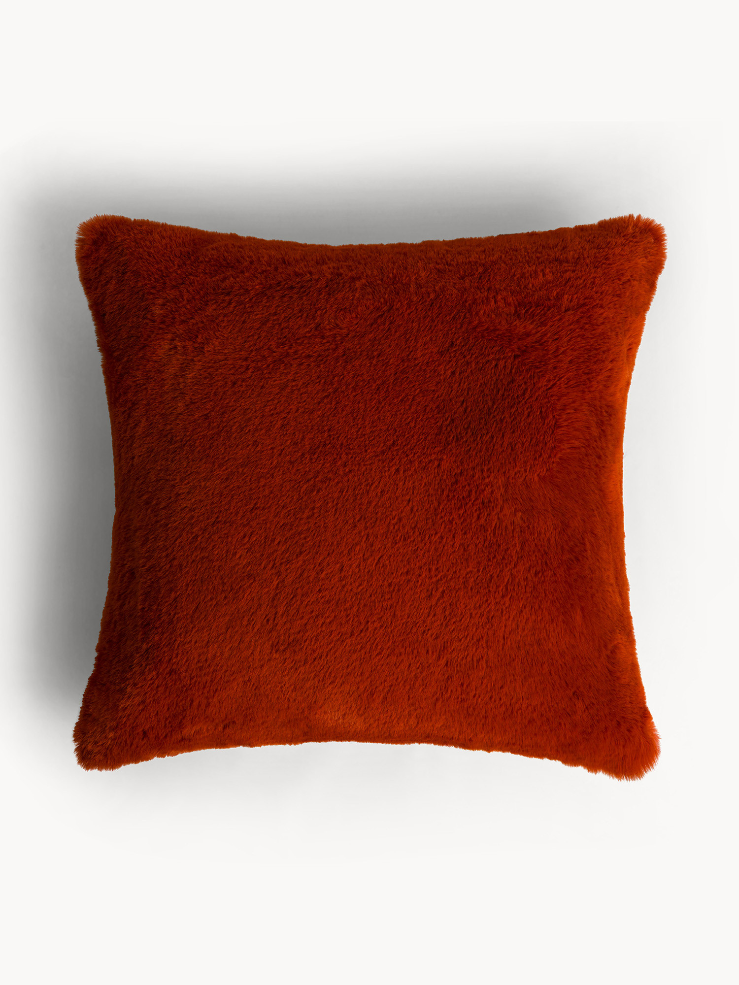 Cuscino 50x50 cm in morbida pelliccia sintetica, Arancione scuro, large image number 0