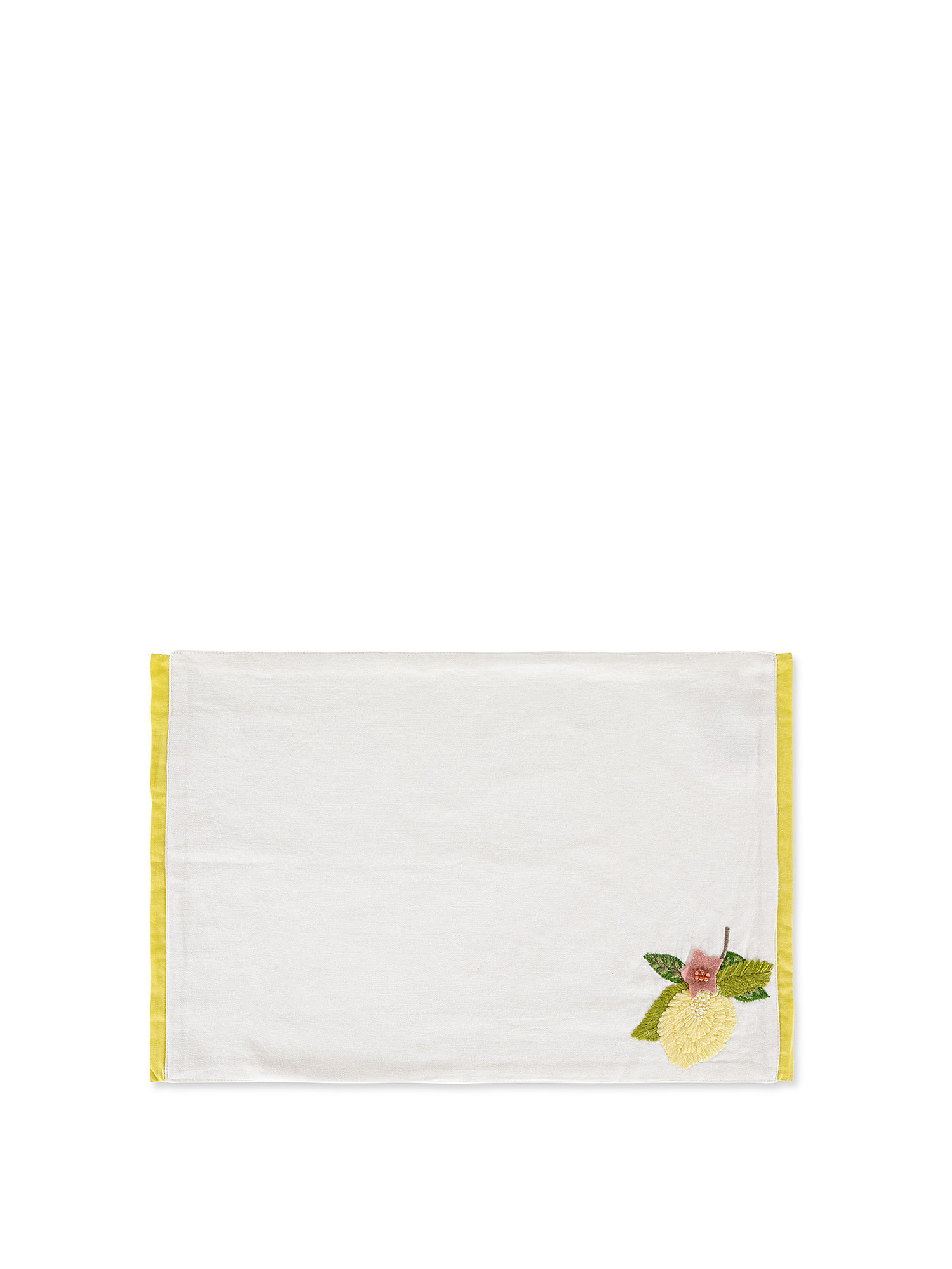 100% cotton placemat with lemons embroidery, Yellow, large image number 0