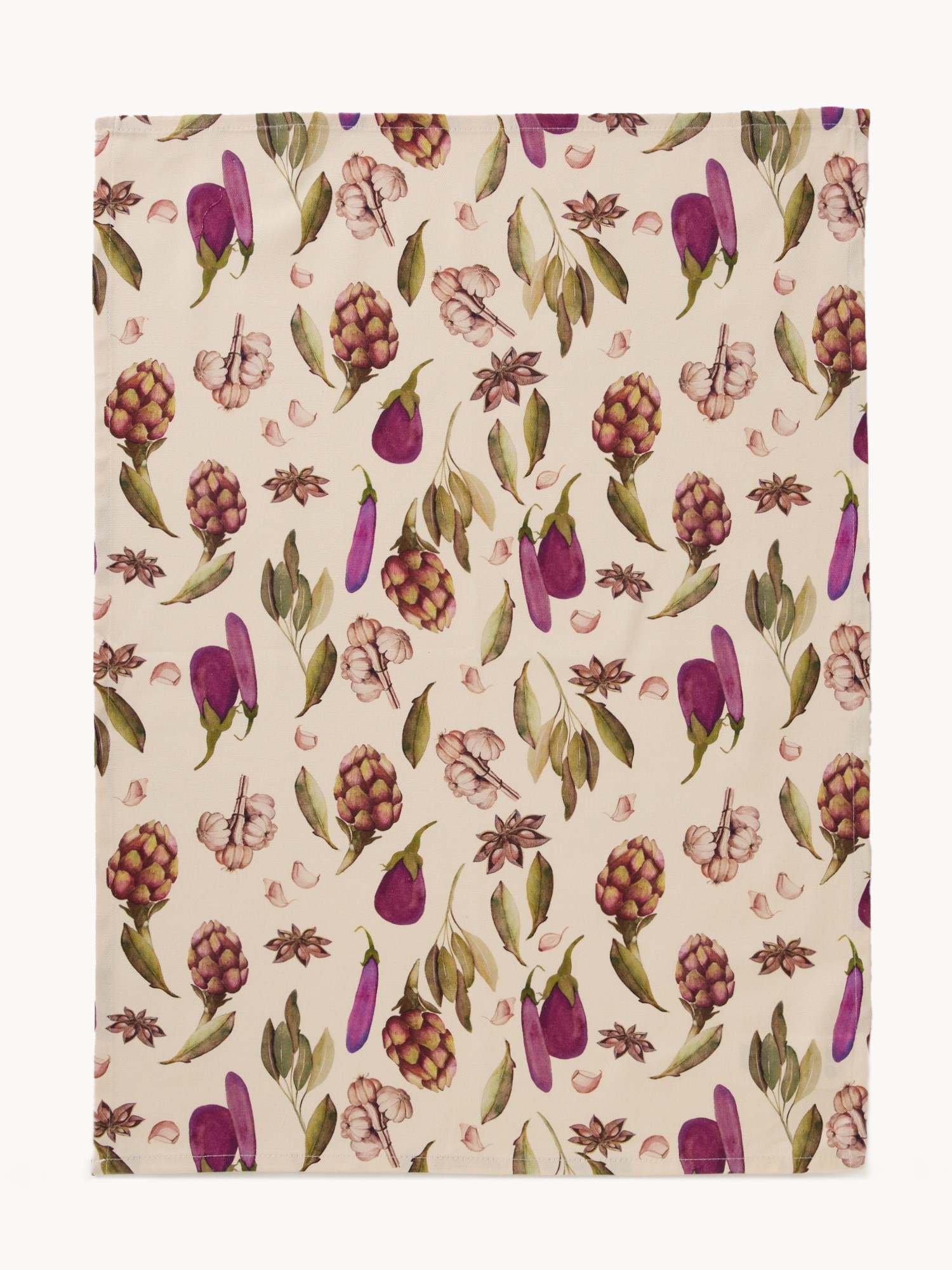 Set of 2 cotton tea towels with printed and plain colors, Multicolor, large image number 1