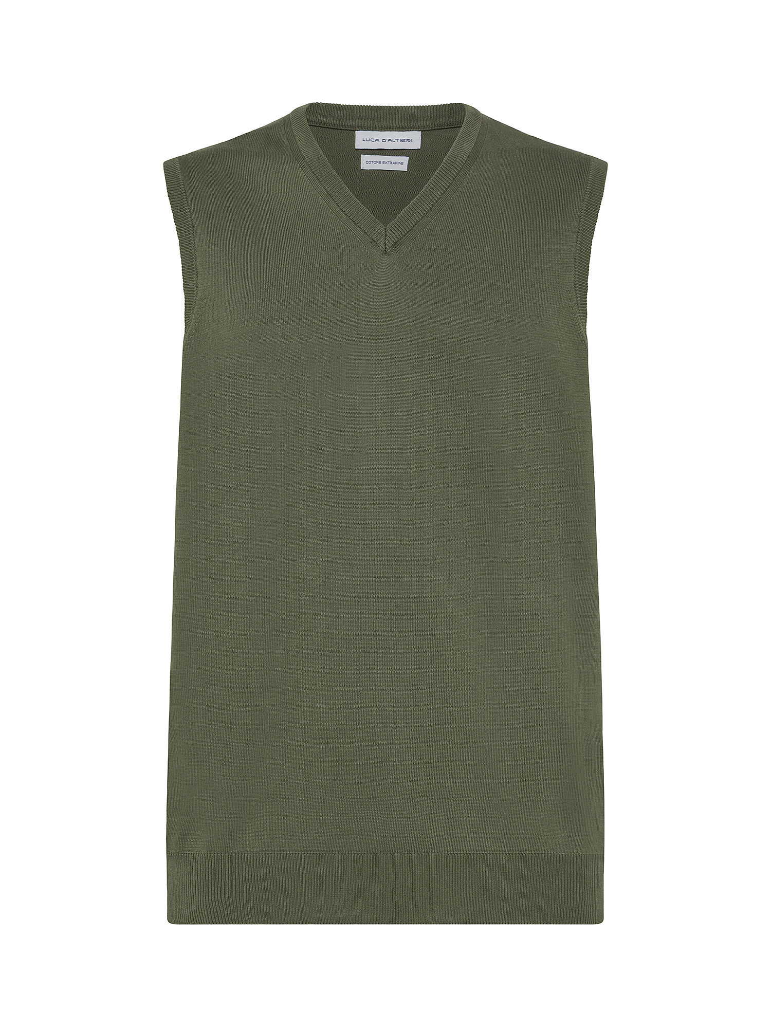 Luca D'Altieri - Extrafine cotton waistcoat, Olive Green, large image number 0