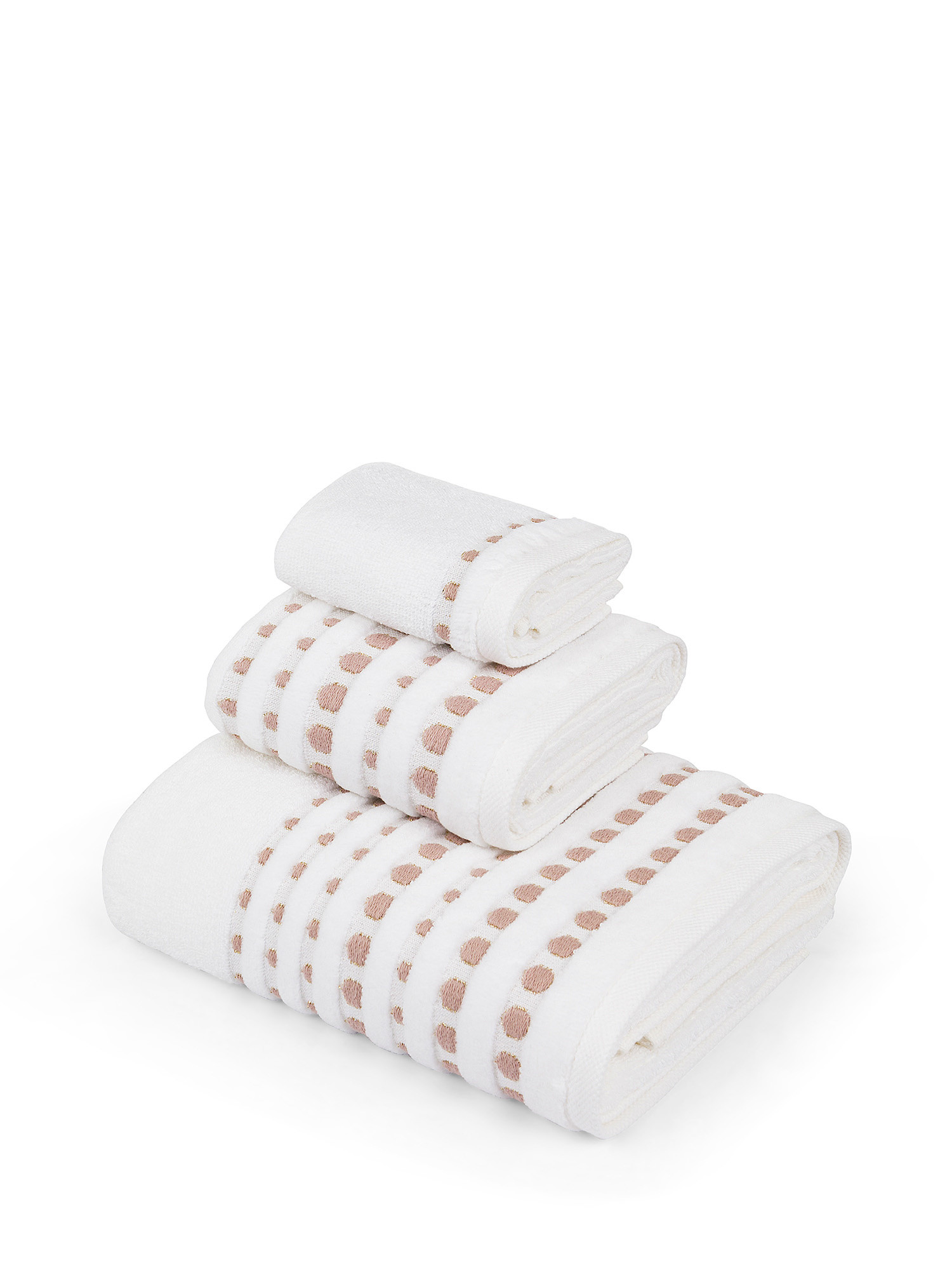 Portofino embroidered border cotton towel, White, large image number 0