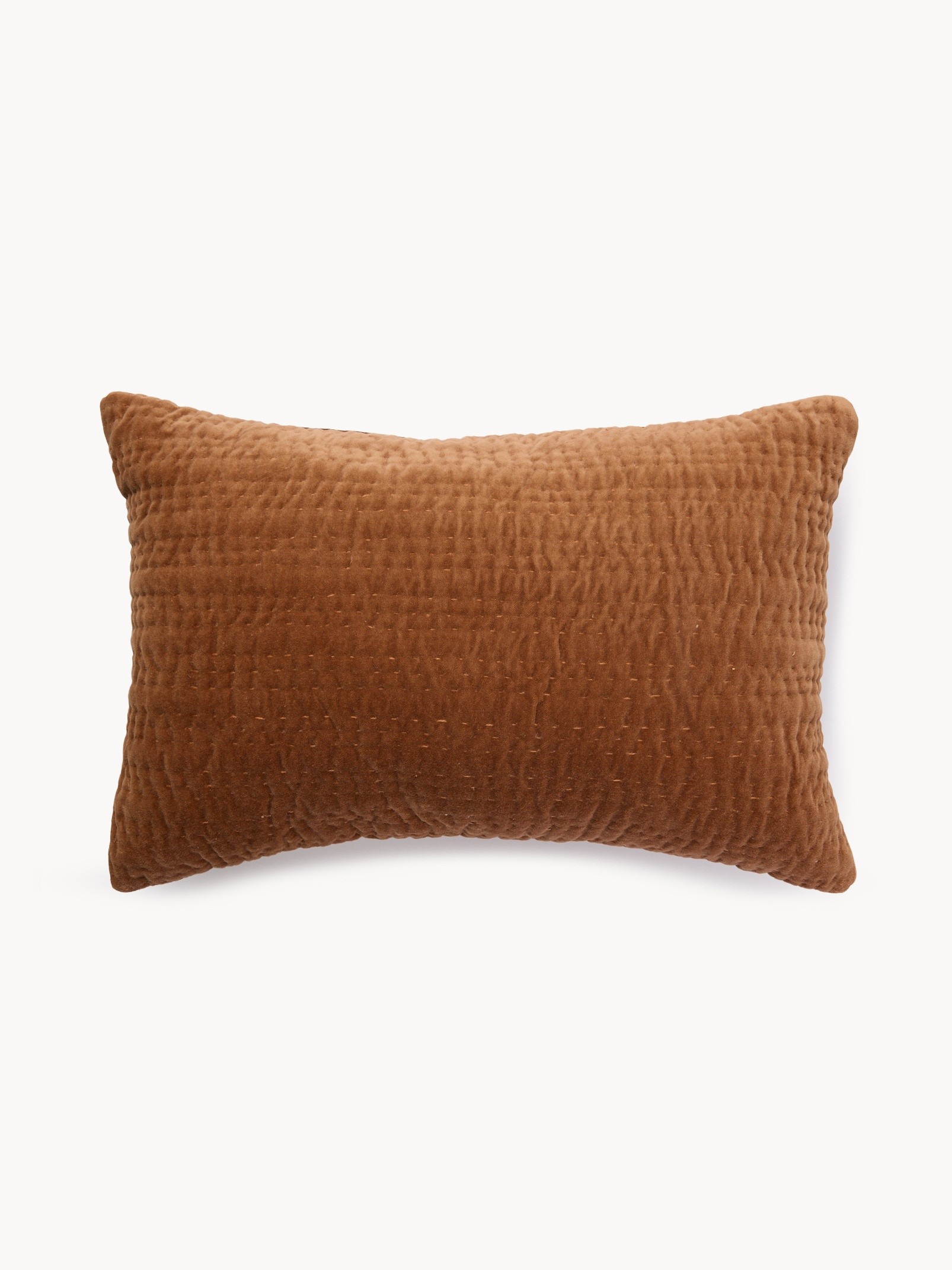 Quilted velvet cushion 35x55cm, Hazelnut Brown, large image number 0