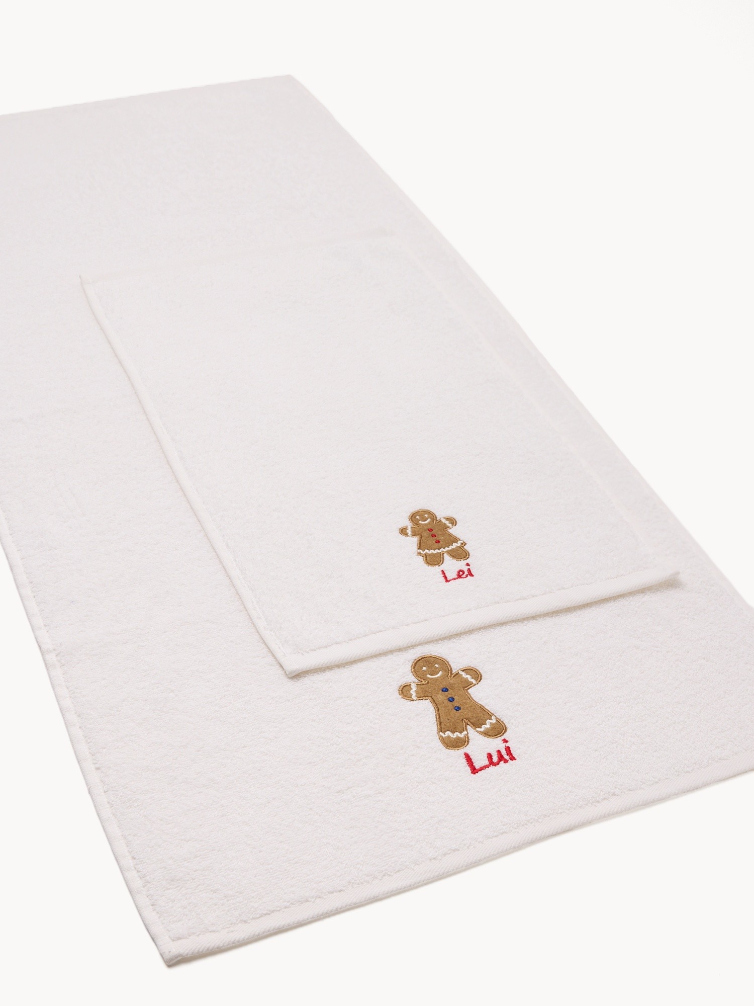 Set of 4 terry towels,gingerbread design, White, large image number 1