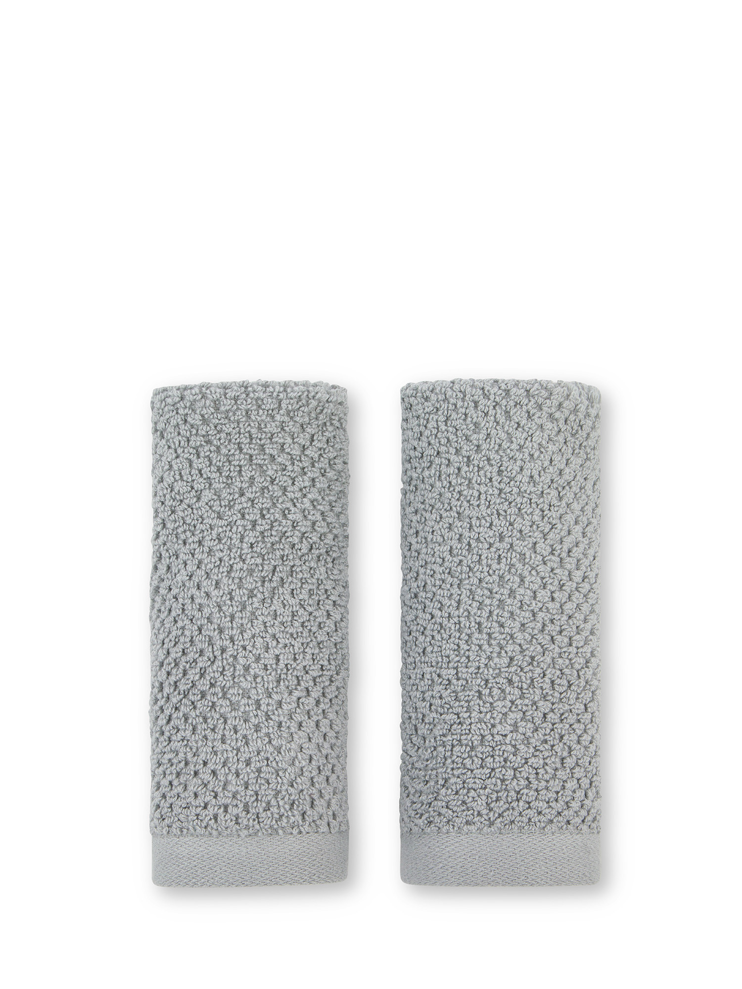 Set of 2 solid color cotton terry cloths, Pearl Grey, large image number 0