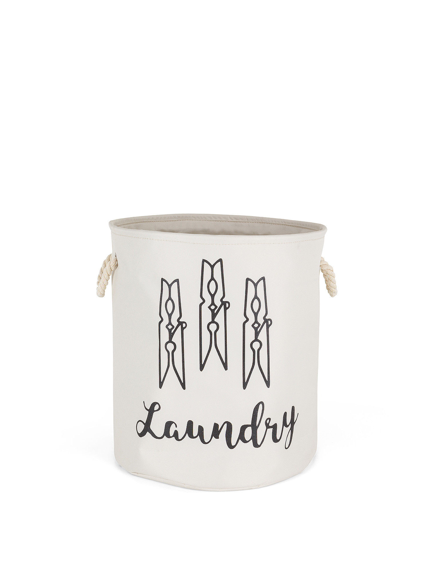 Foldable laundry basket with print, Beige, large image number 0