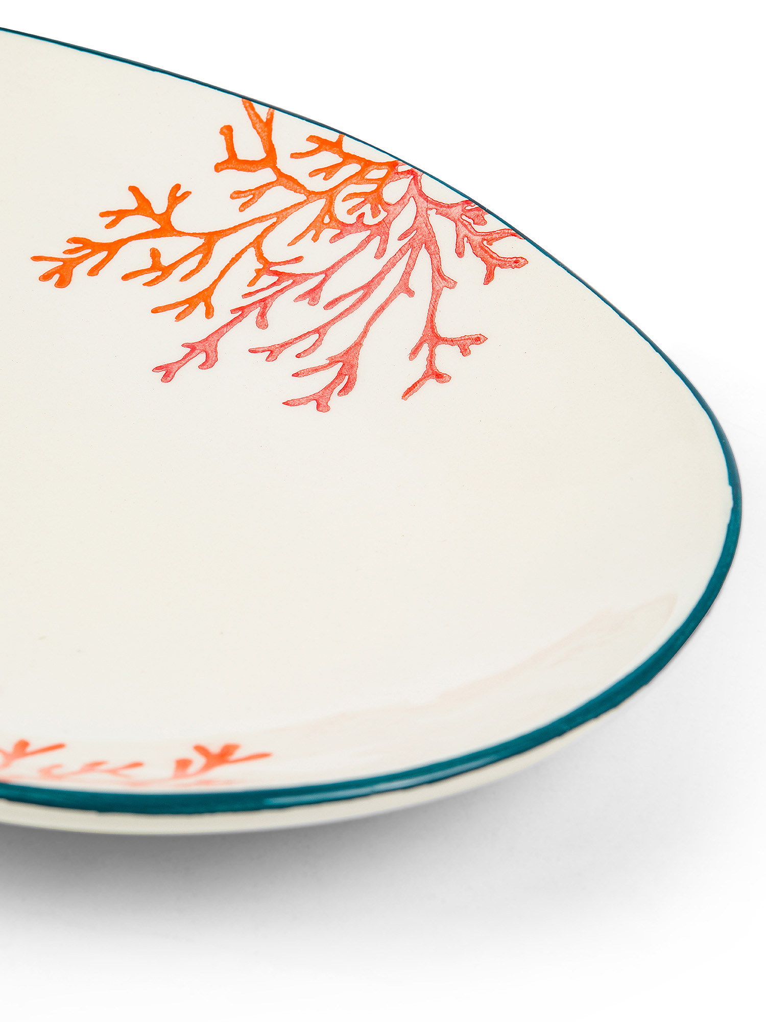 Piatto da portata ceramica motivo coralli, Bianco, large image number 1
