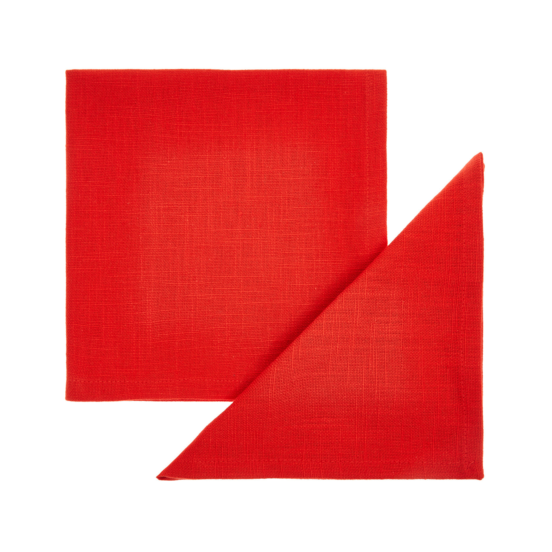 Set of 2 solid colour napkins in 100% slub cotton, Red, large image number 0