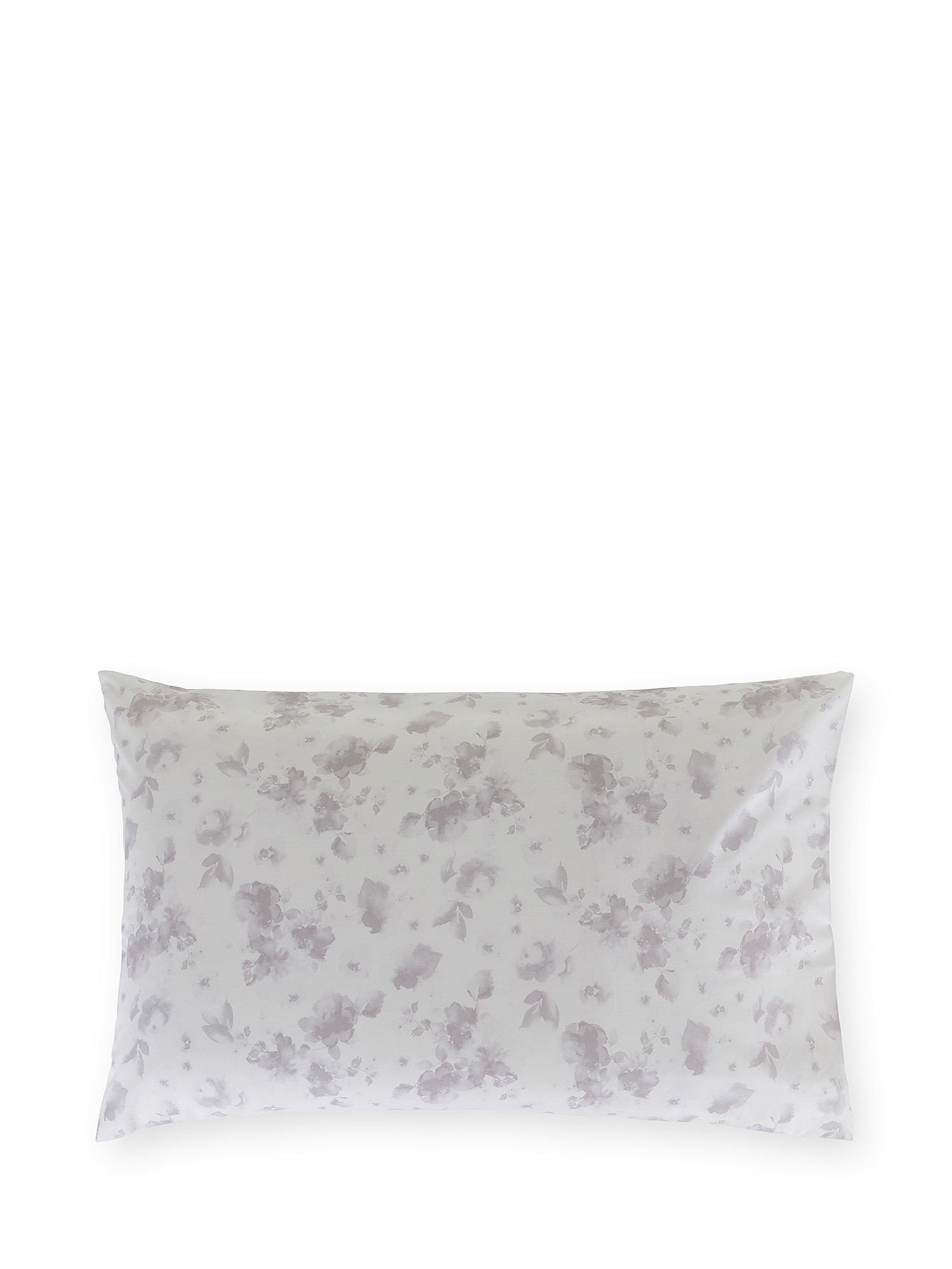 Portofino floral pattern cotton percale pillowcase, White, large image number 0