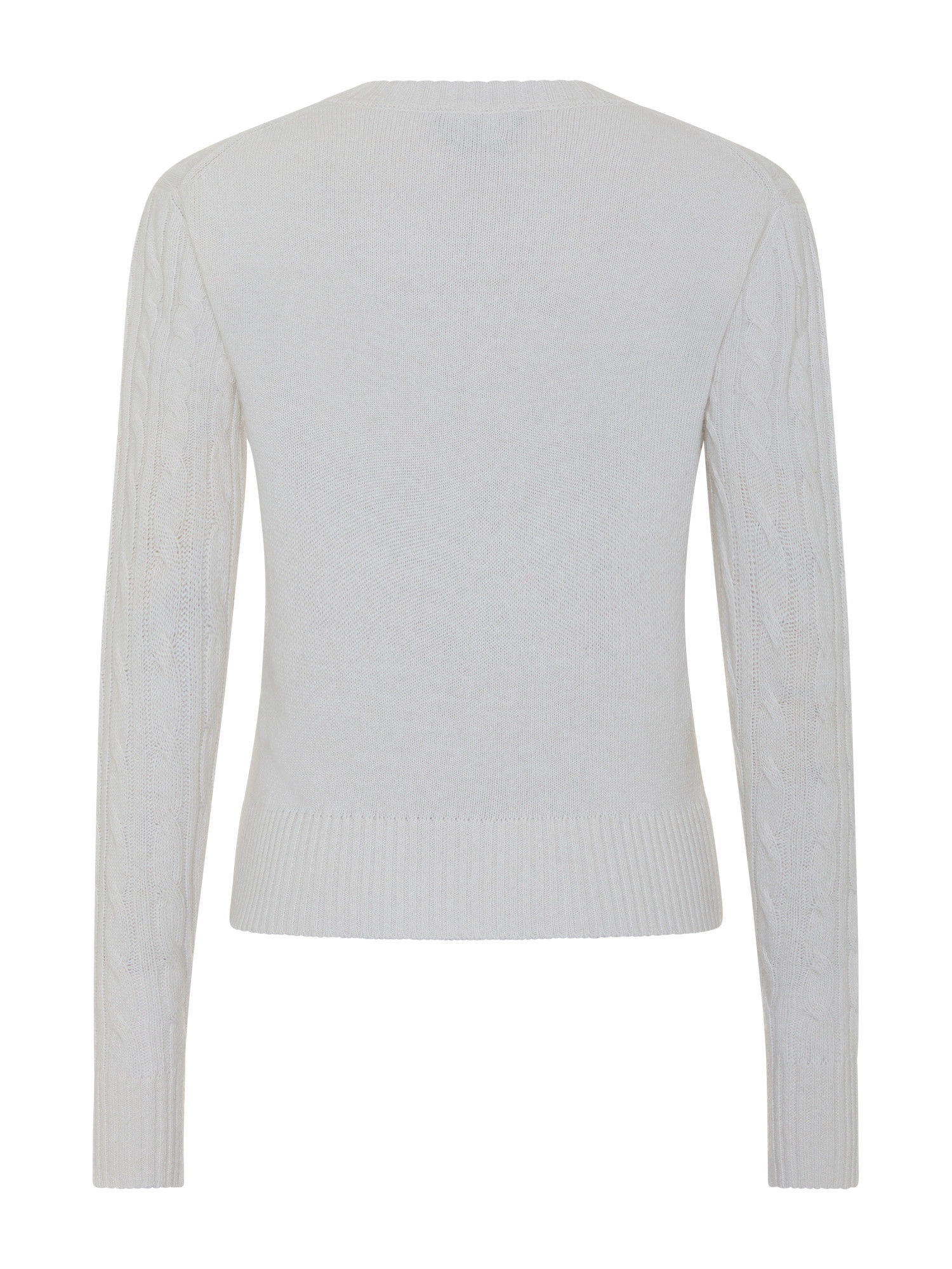 Koan - Pullover girocollo con motivo trecce, Bianco panna, large image number 1