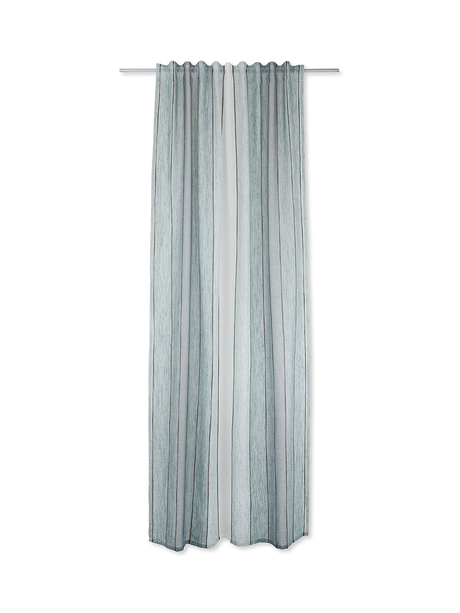 Opaque striped curtain with hidden loops, White, large image number 0