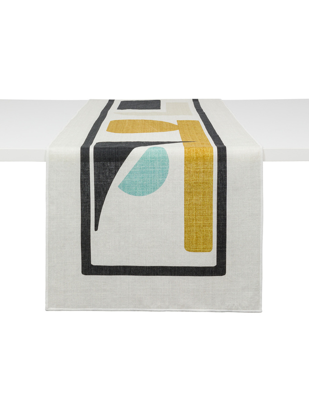 Runner misto lino stampa geometrica