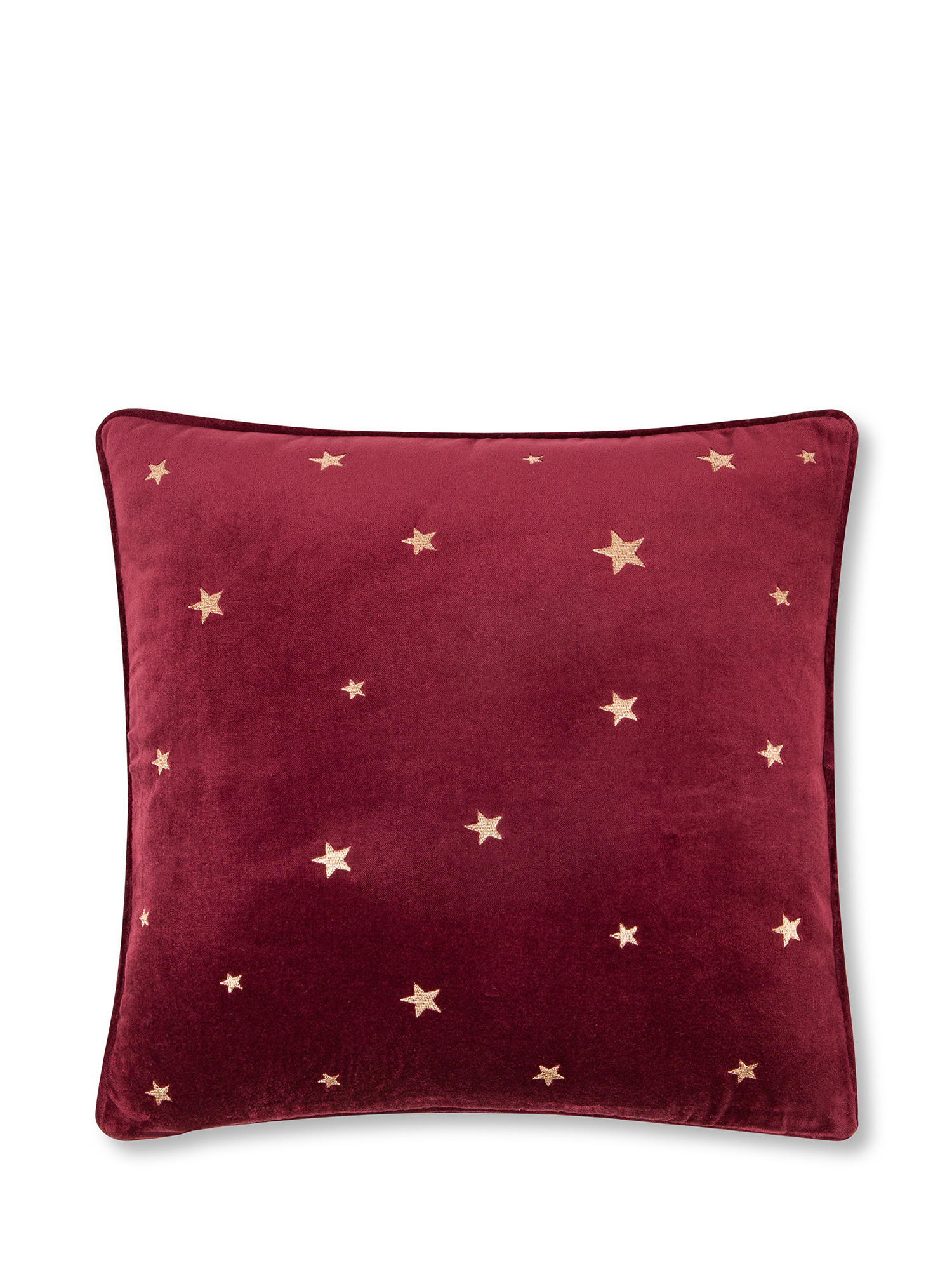Cuscino velluto stelle ricamate 45x45cm, Rosso, large image number 0