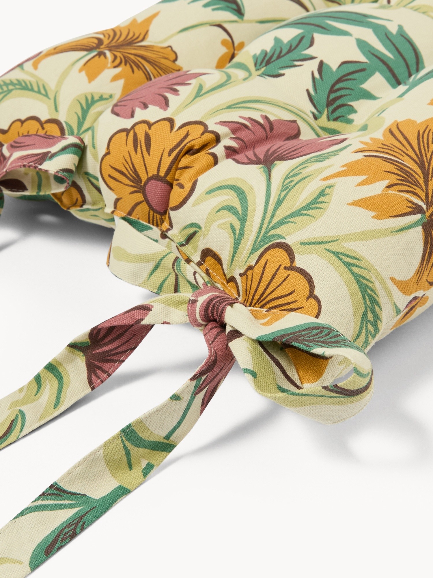 Cuscino da sedia con lacci in panama di cotone con stampa floreale stile western - Prezzo di lancio, Multicolor, large image number 1