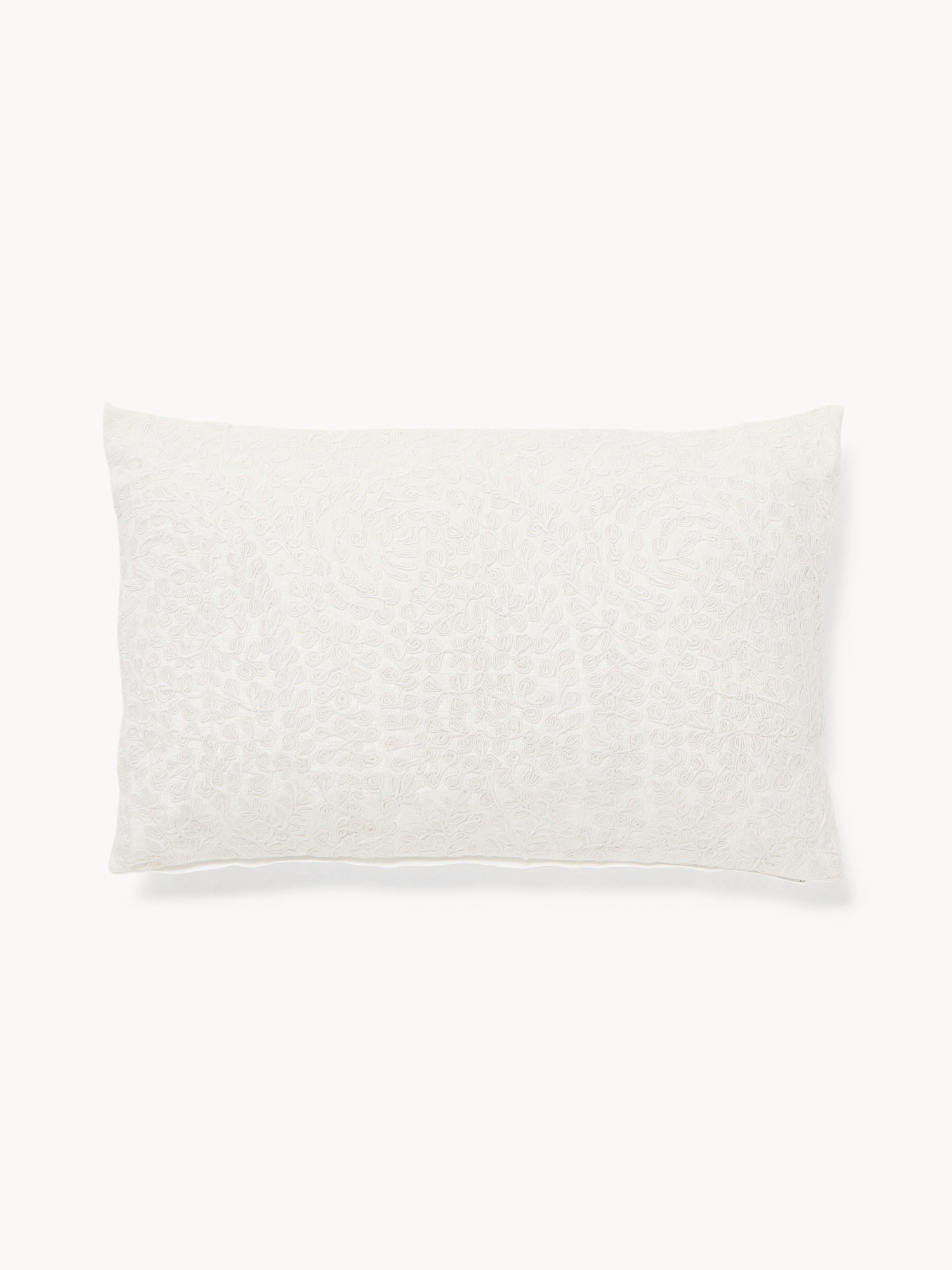 40x65 cm embroidered chenille pillow, White, large image number 0