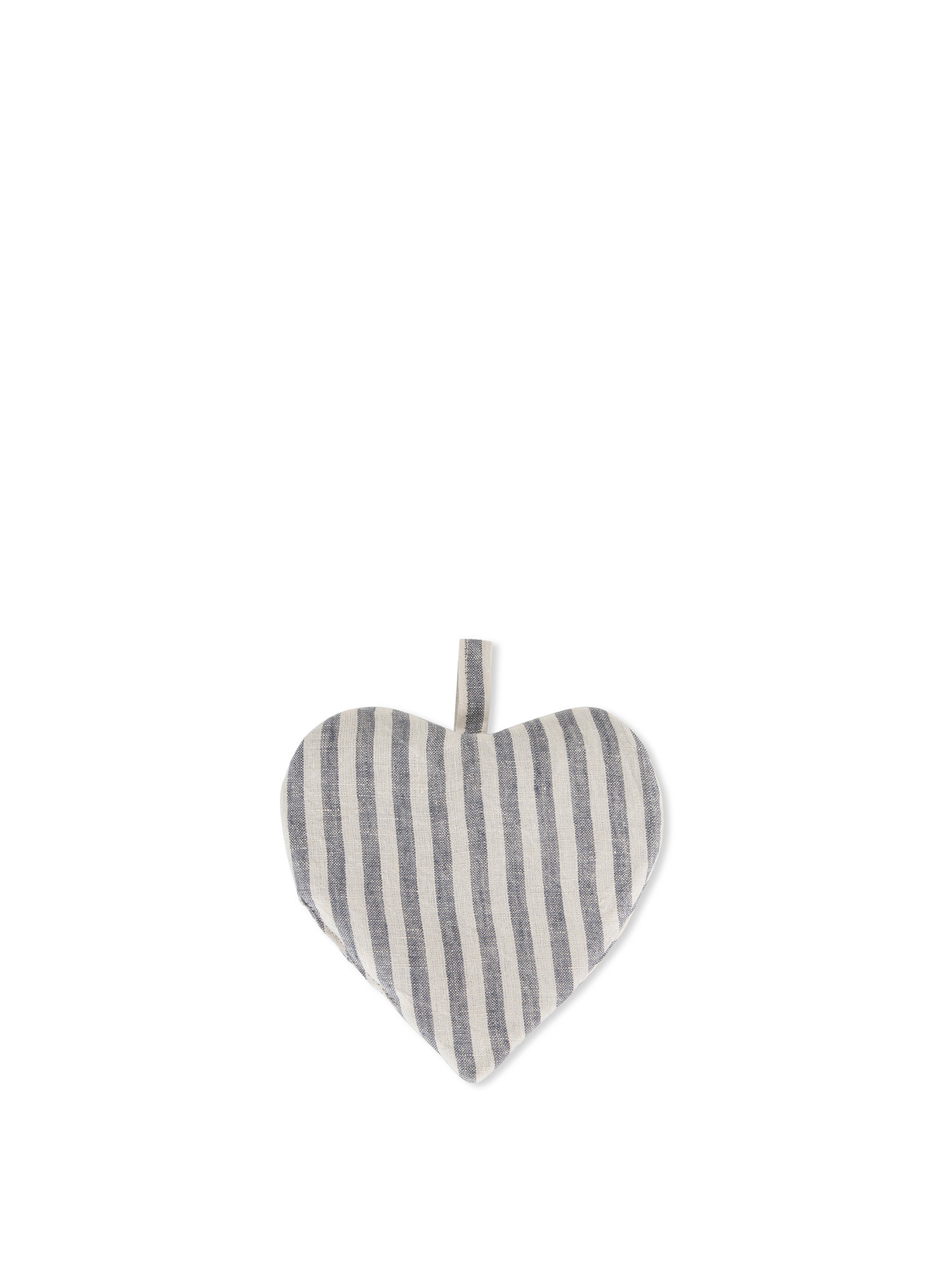 Heart-shaped pot holder in striped linen, Blue, large image number 0