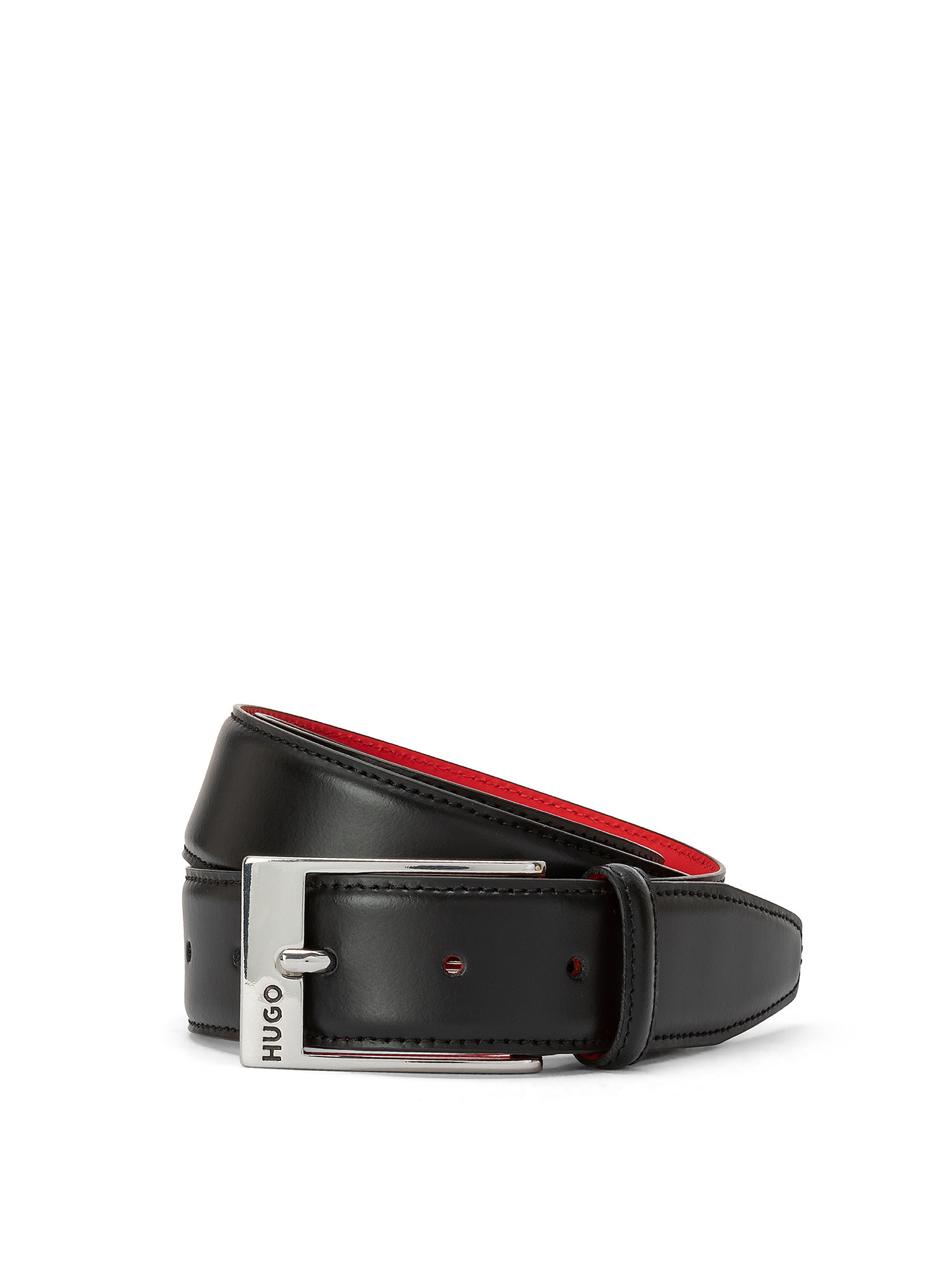 Hugo - Leather belt, Black, large image number 0