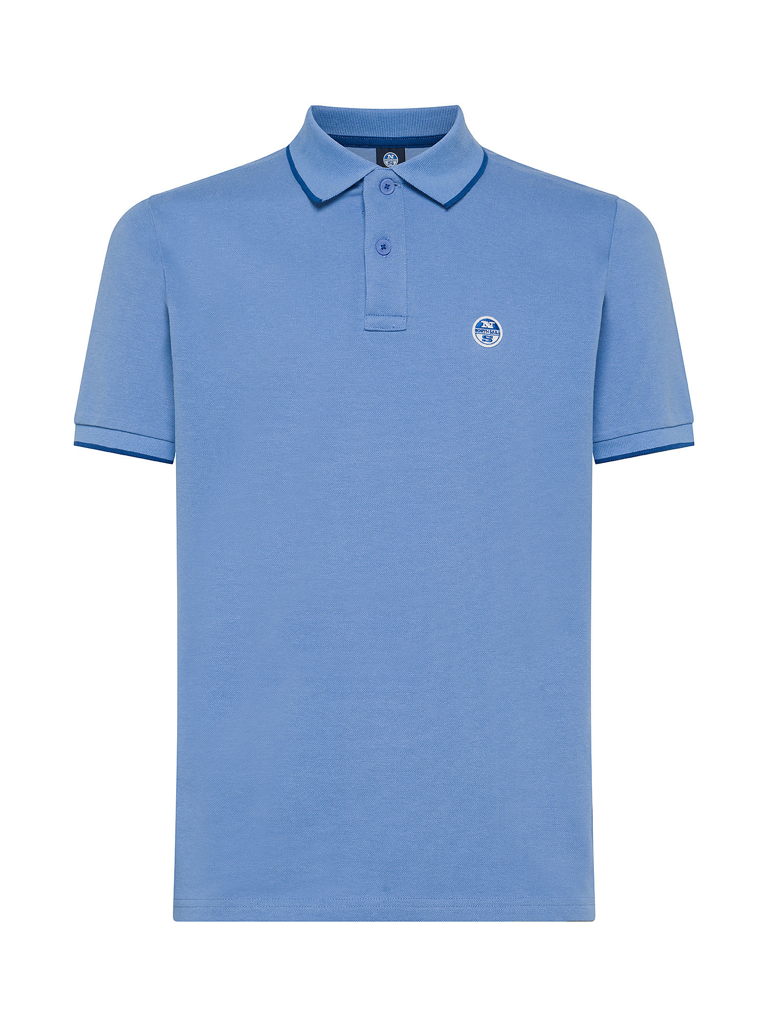 North Sails - Organic cotton piqué polo shirt with micrologo, Light Blue, large image number 0