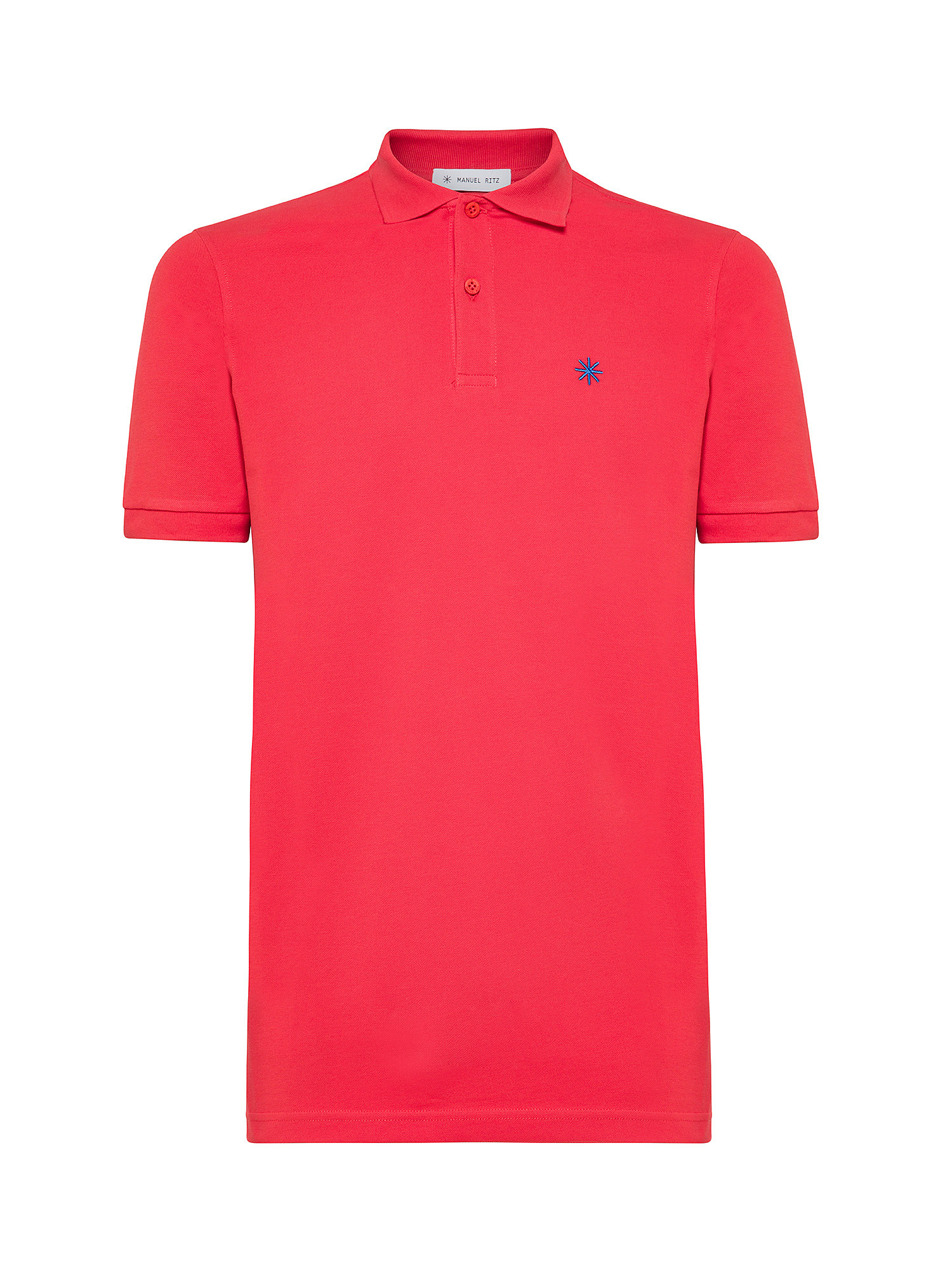 Manuel Ritz - Polo with contrasting embroidered logo, Red, large image number 0
