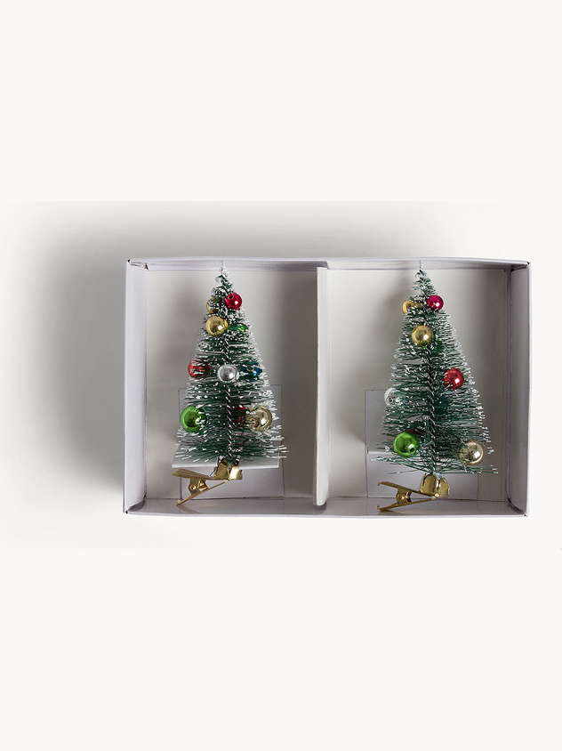 Set of 2 small trees with clips
