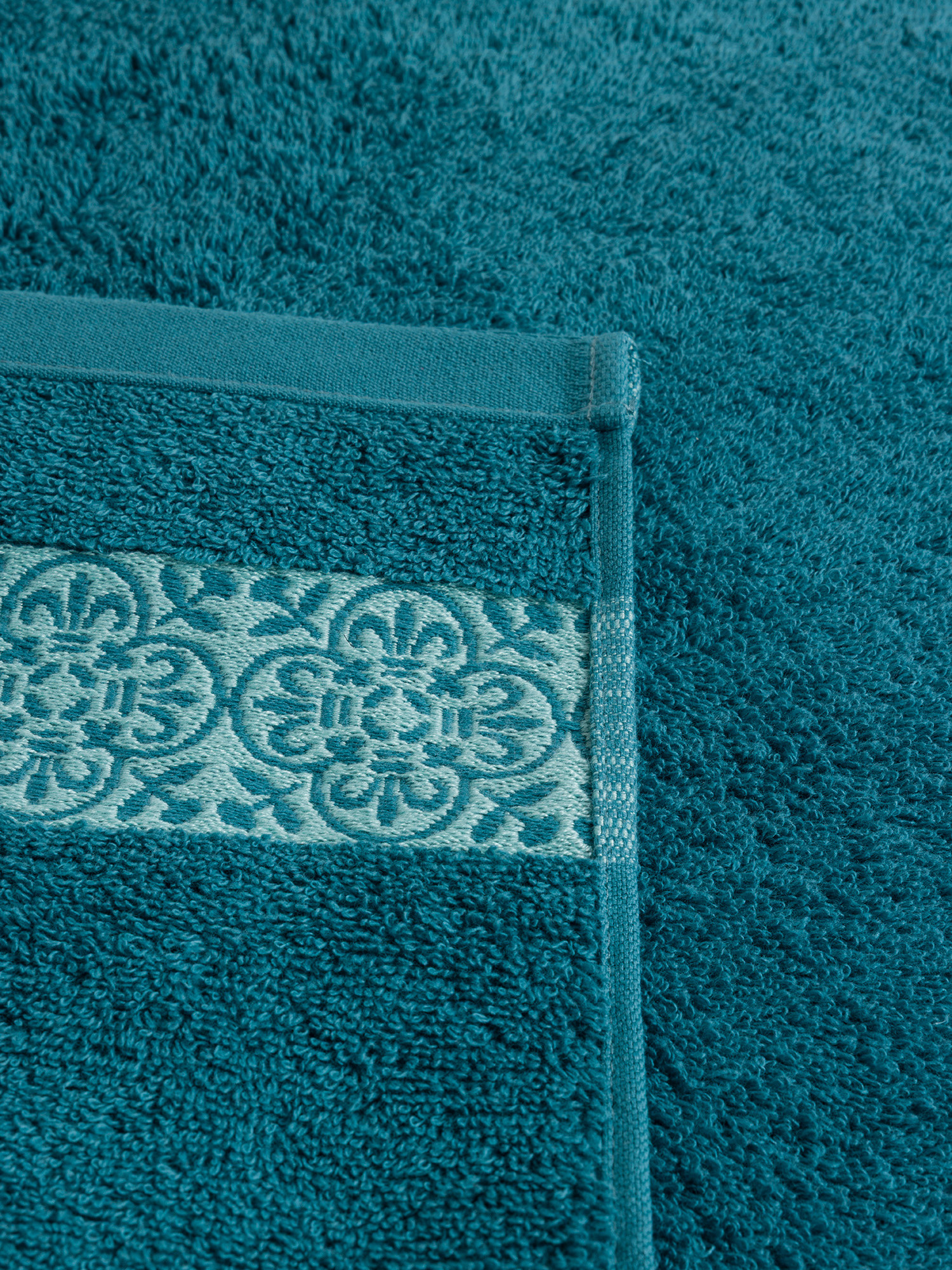 Asciugamano in cotone con fantasia jacquard, Petrolio, large image number 2