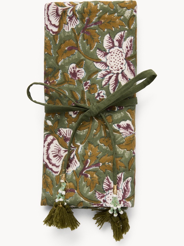 Printed fabric roll-up pencil case