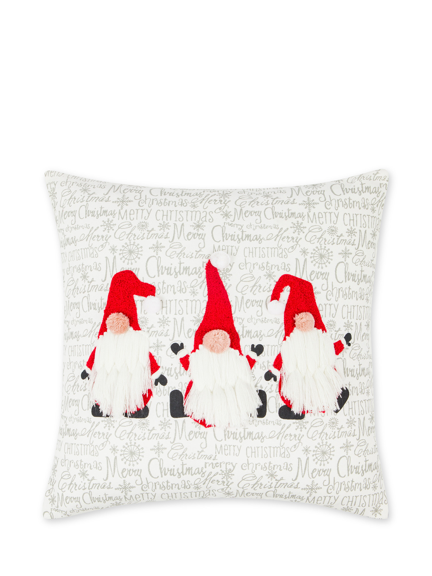 Embroidered fabric cushion 45x45cm, White, large image number 0