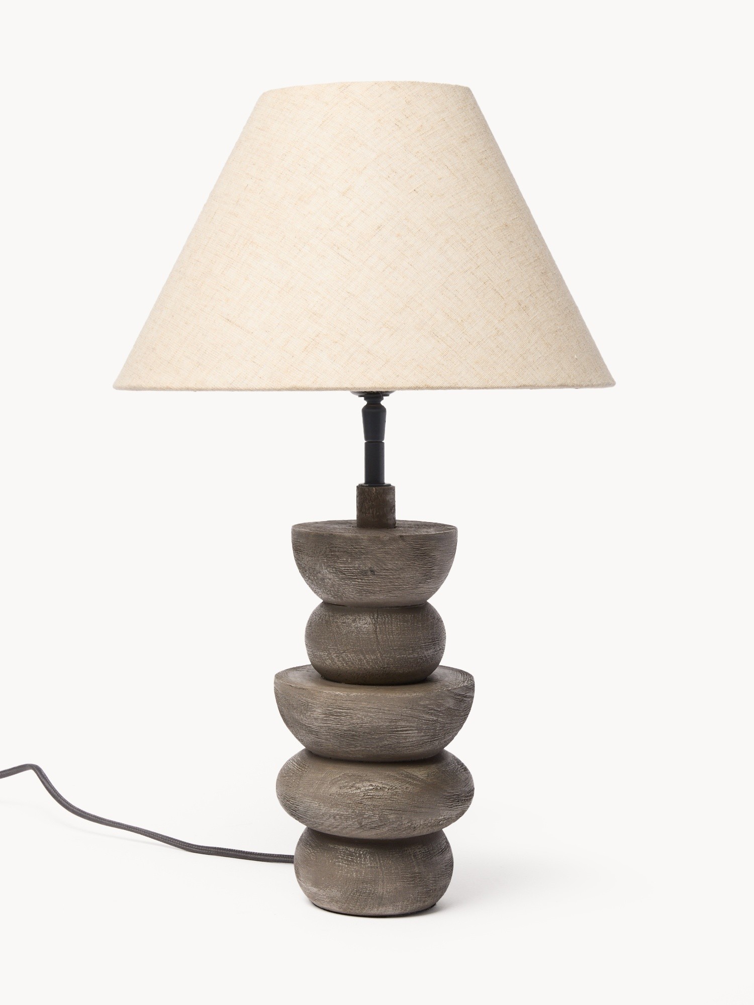 Lampada da tavolo in legno di mango e cotone Aren, Grigio, large image number 0