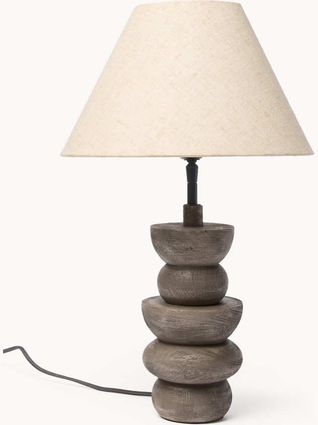 Lampada da tavolo in legno di mango e cotone Aren