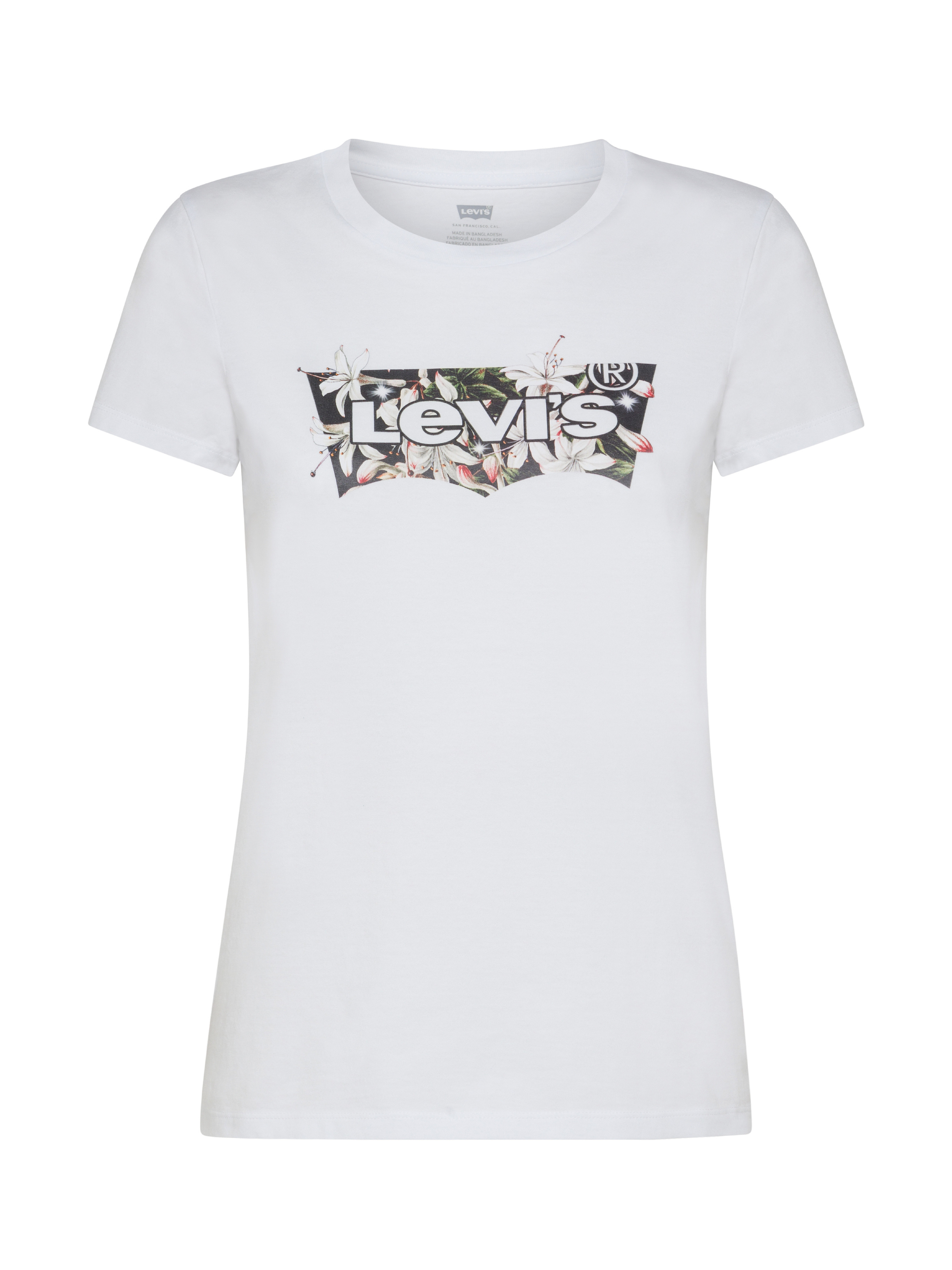 Levi's - T-shirt con logo floreale, Bianco, large image number 0