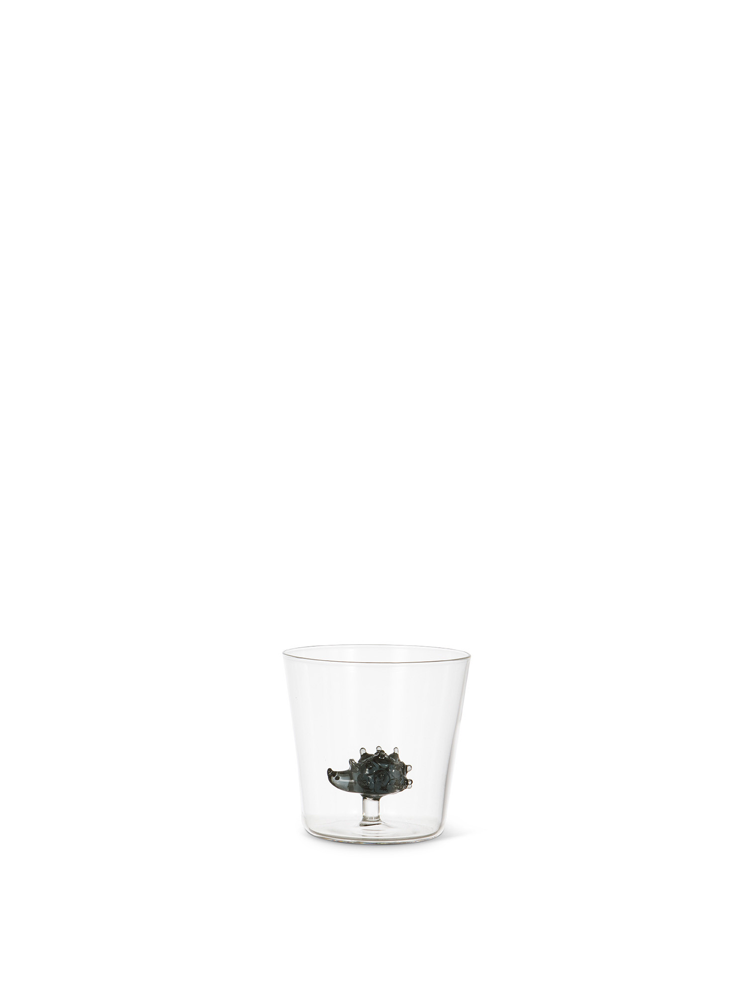 Bicchiere in vetro dettaglio riccio, Grigio, large image number 0