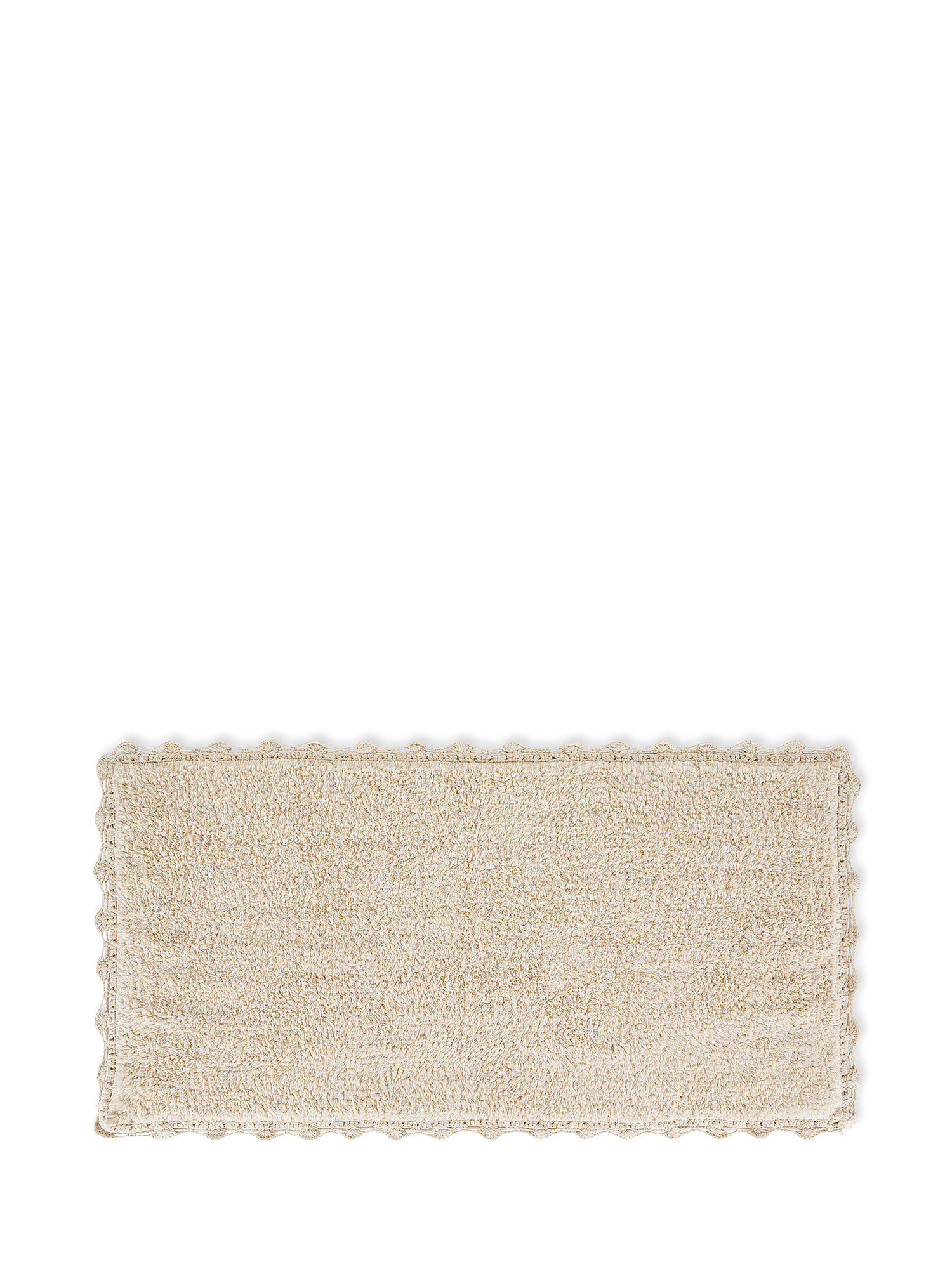 Tappeto bagno cotone bordo crochet, Beige, large image number 0