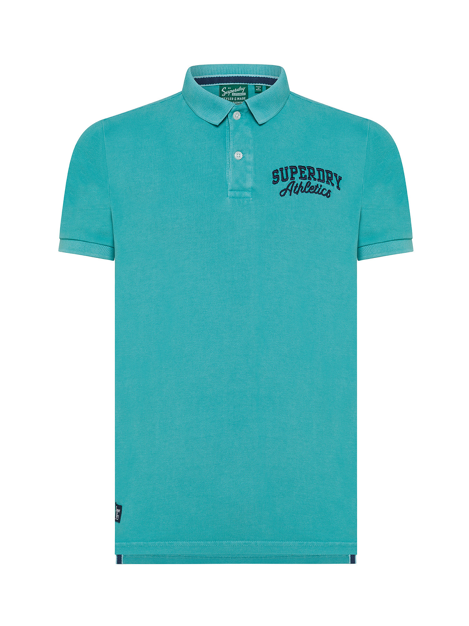 Superdry - Cotton piqué polo shirt with logo, Light Blue, large image number 0
