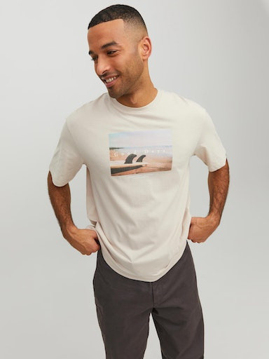Jack & Jones - Regular fit T-shirt with print, White Cream, large image number 1