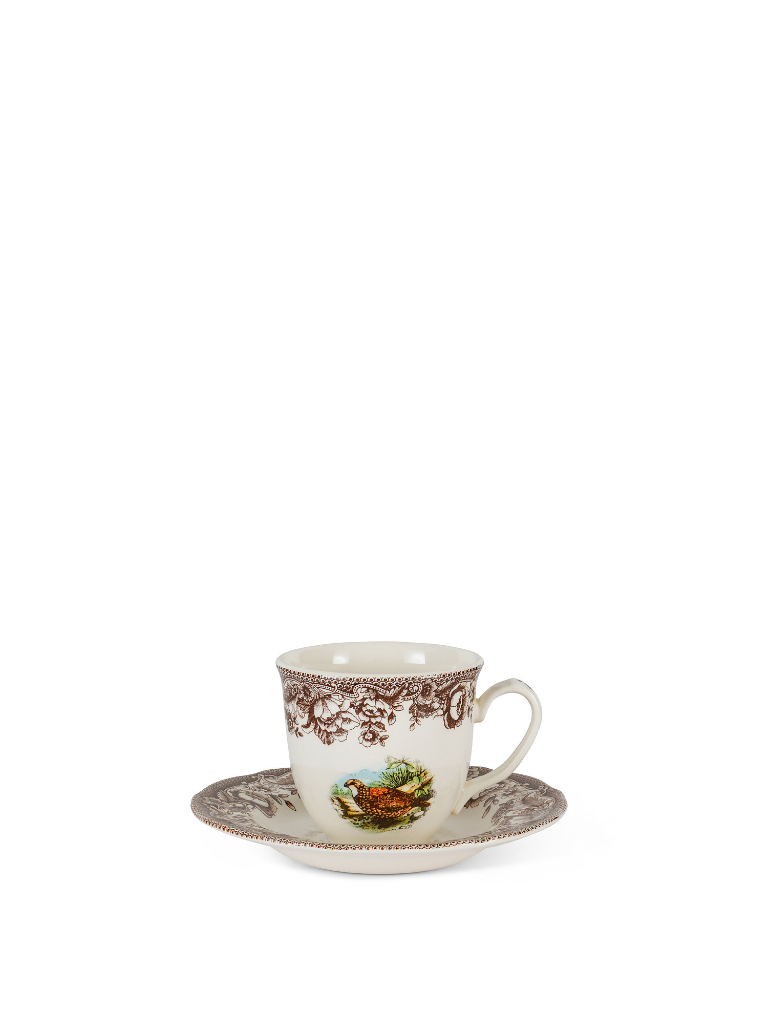 Tazza da tè ceramica motivo caccia, Marrone, large