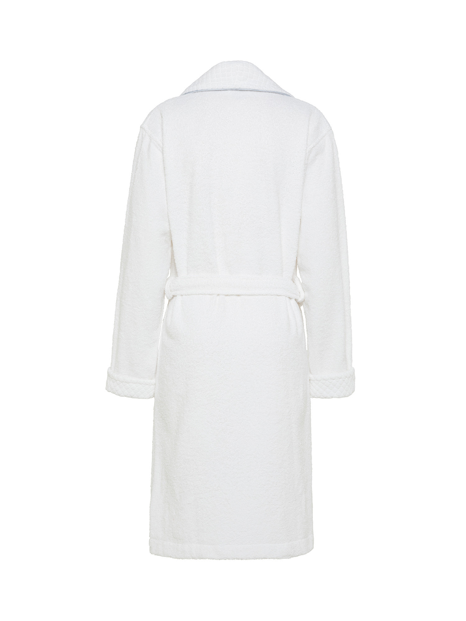 Jacquard cotton bathrobe with raised motif, White, large image number 1