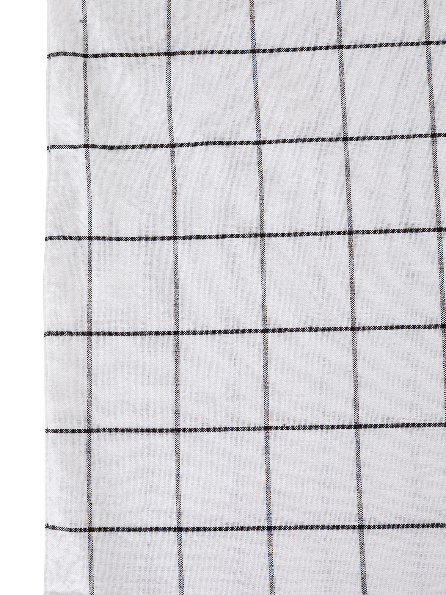 Runner cotone lavato motivo check, Bianco, large image number 1